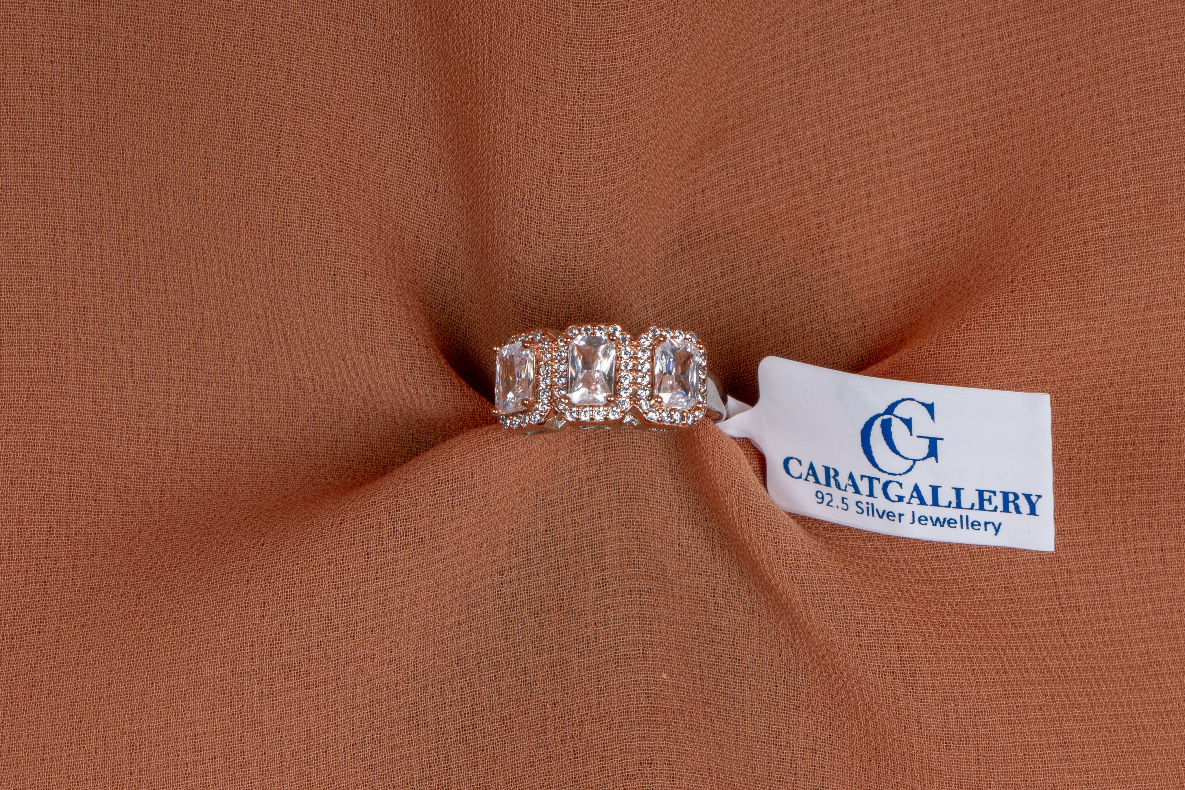 Trielle Three-Stone Halo Ring