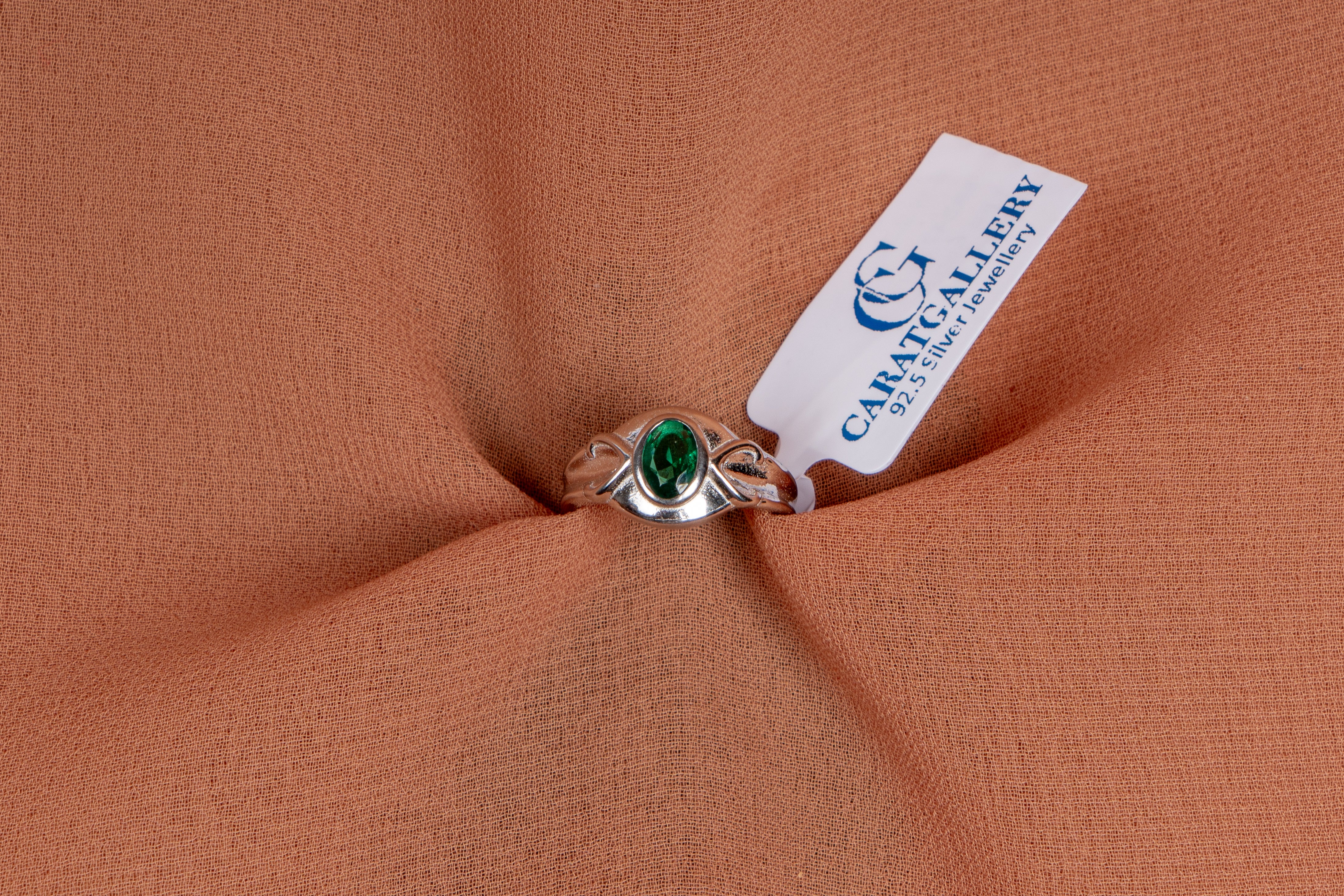 Verdaine Green Scroll Solitaire Ring