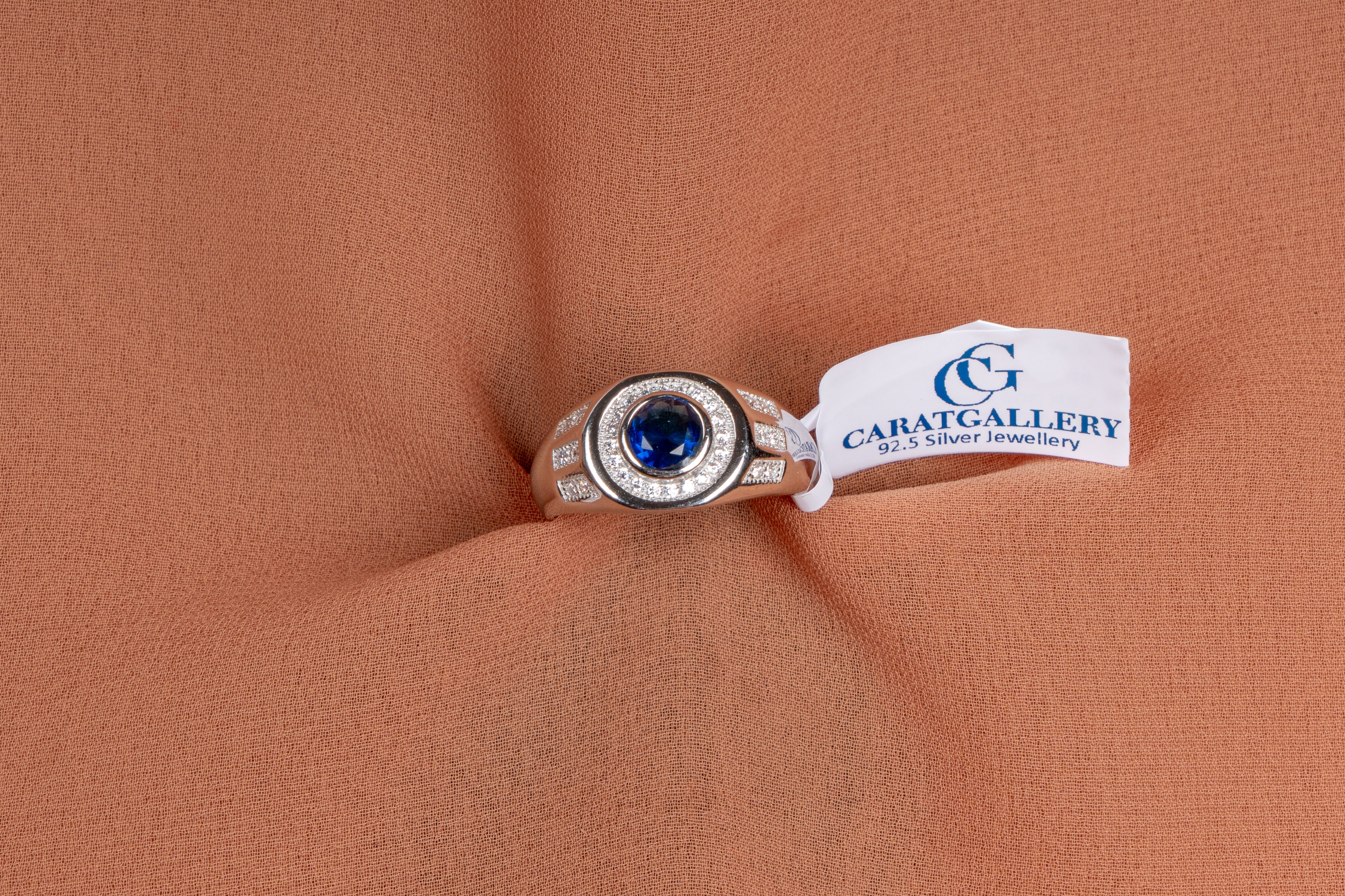 Royal Blue Halo Silver Ring