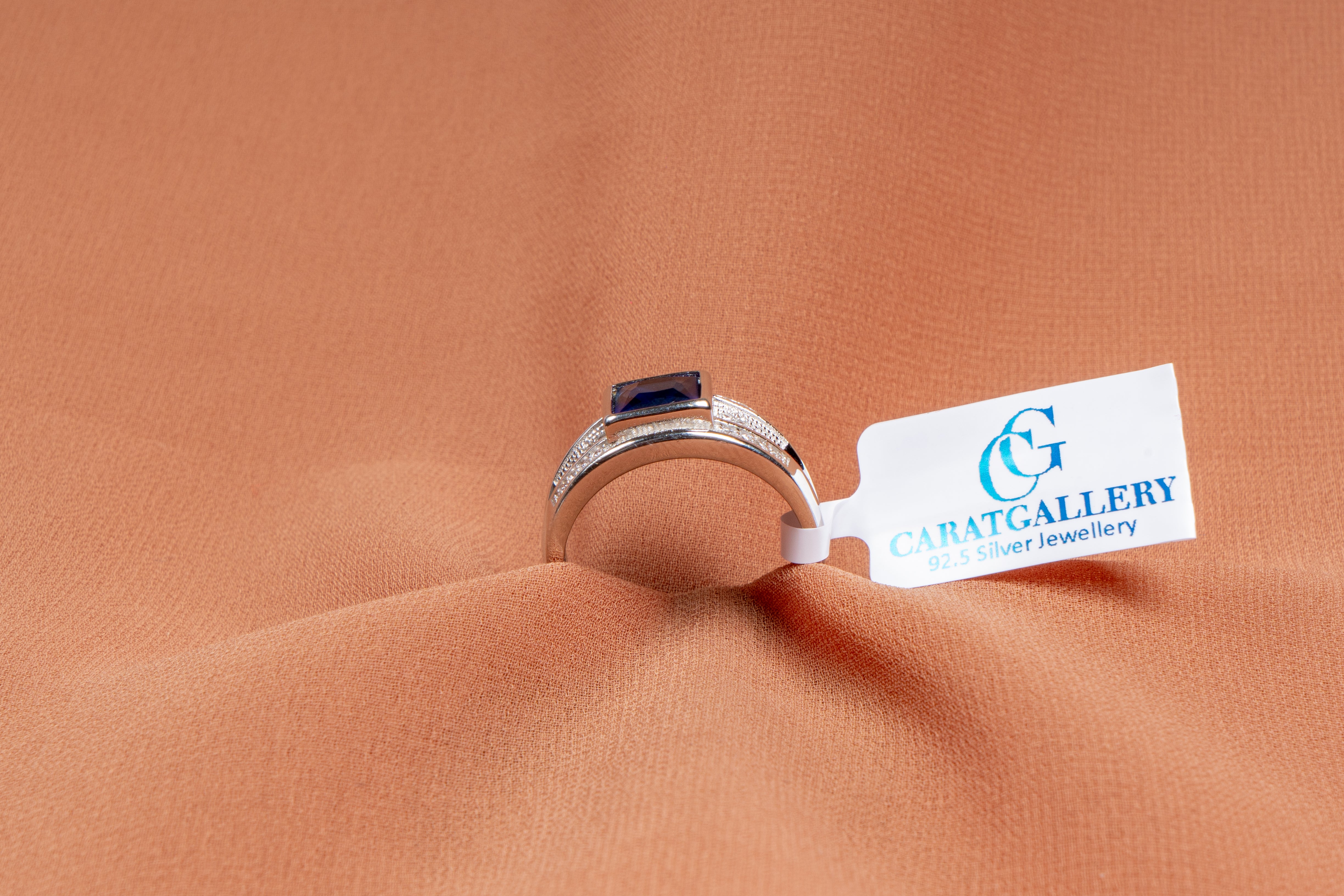 Royal Sapphire Square Silver Ring