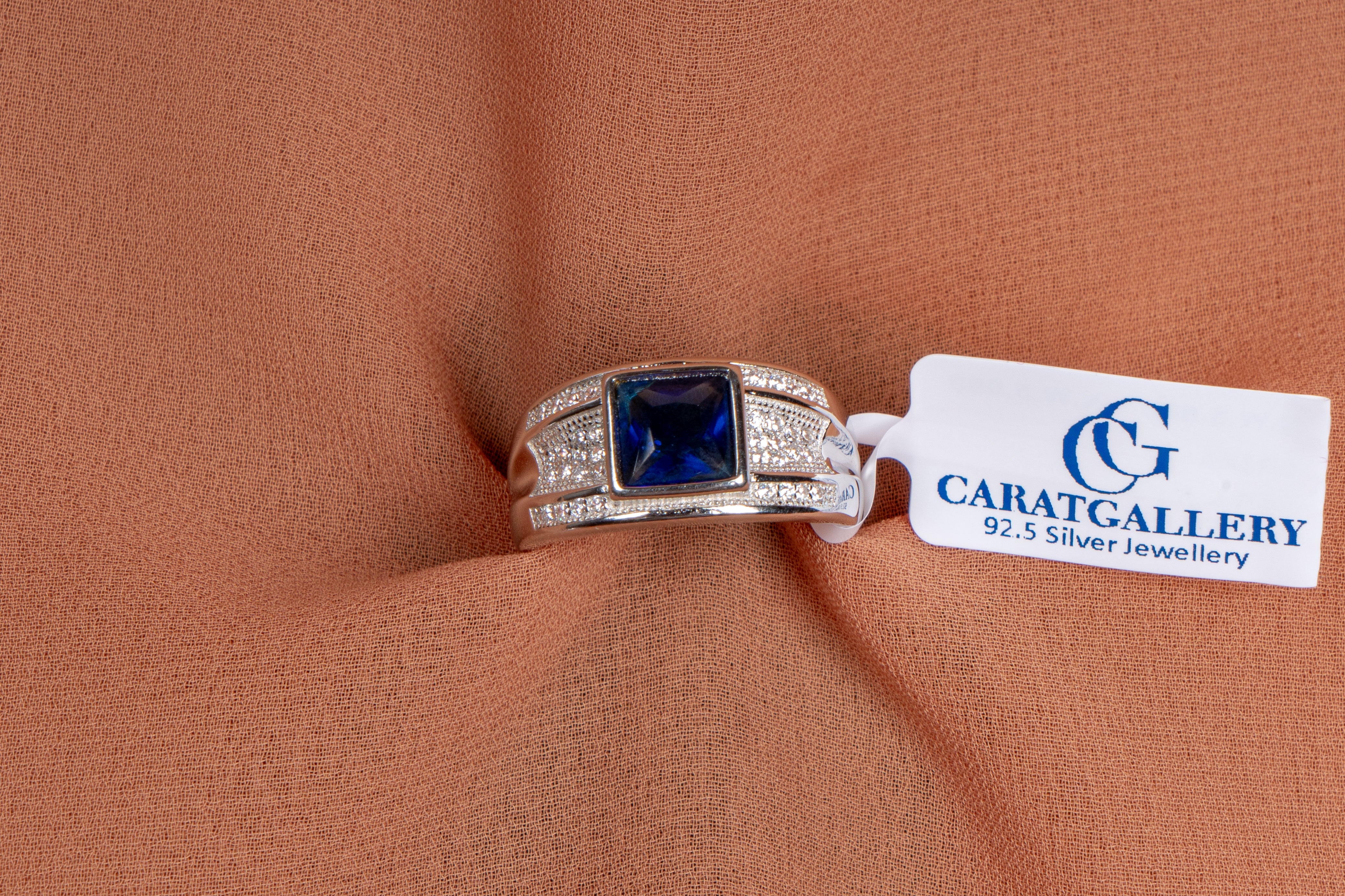 Royal Sapphire Square Silver Ring