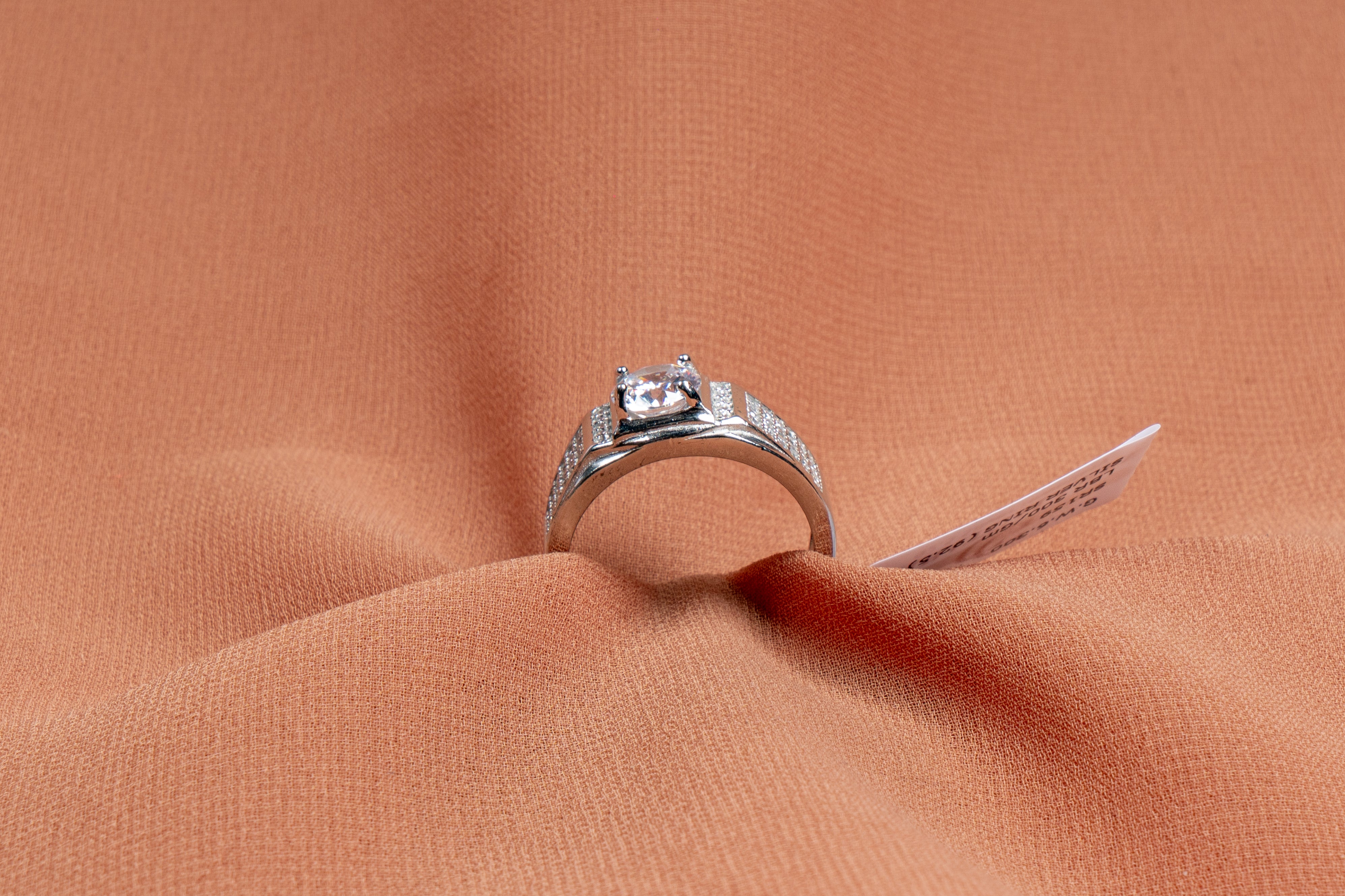 Regal Solitaire Pavé Silver Ring