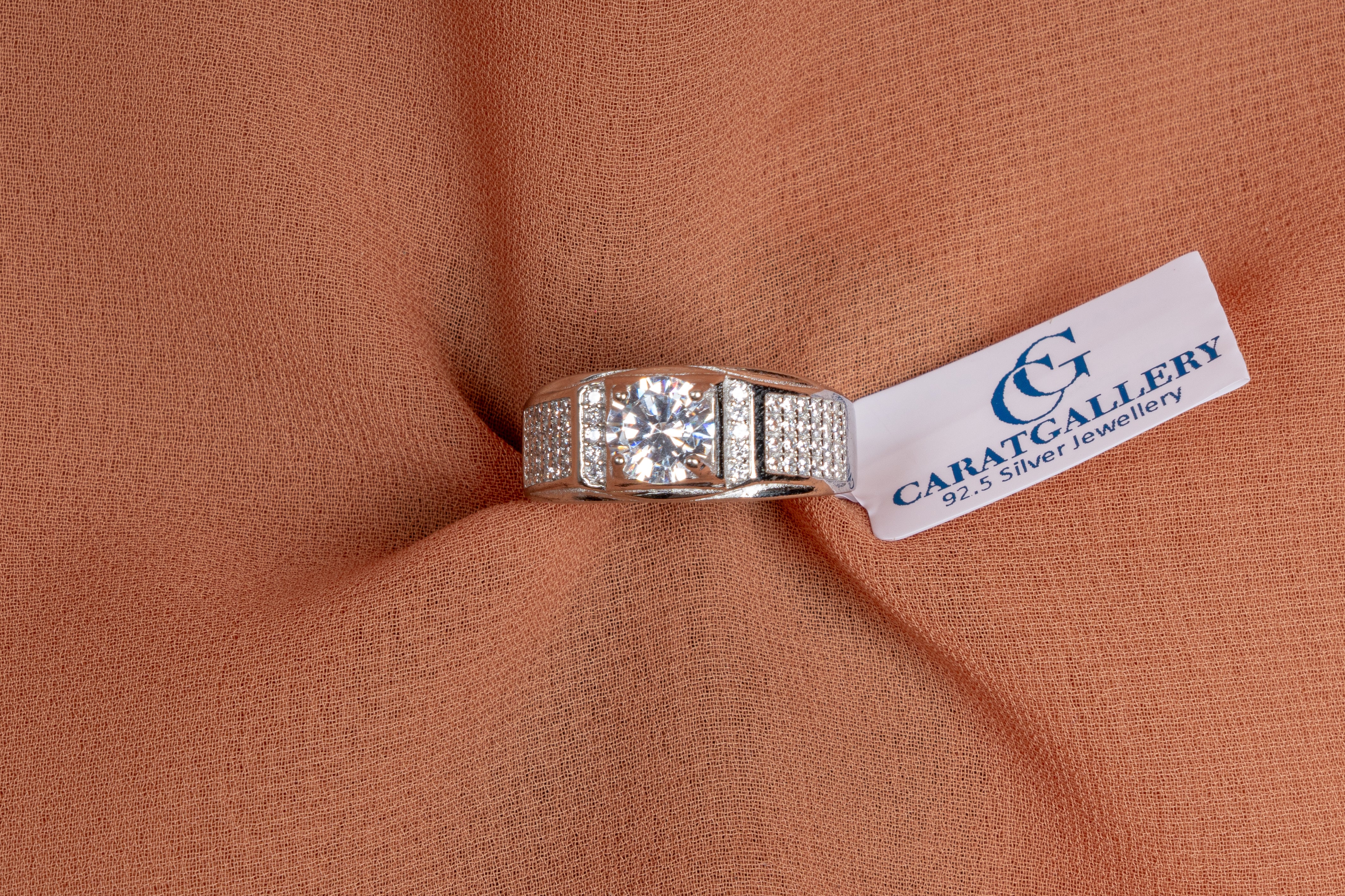 Regal Solitaire Pavé Silver Ring