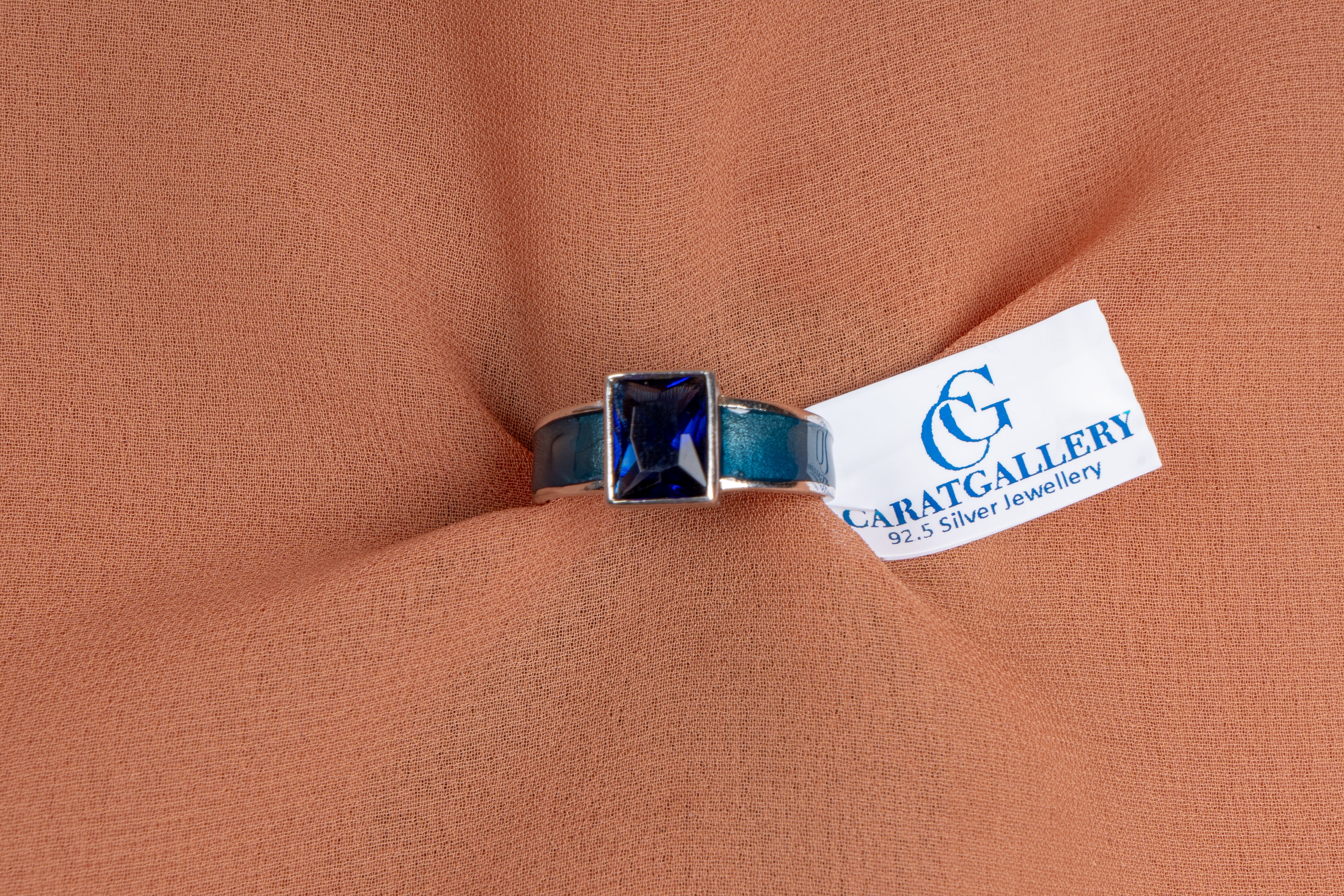 Royal Blue Emerald Cut Silver Ring