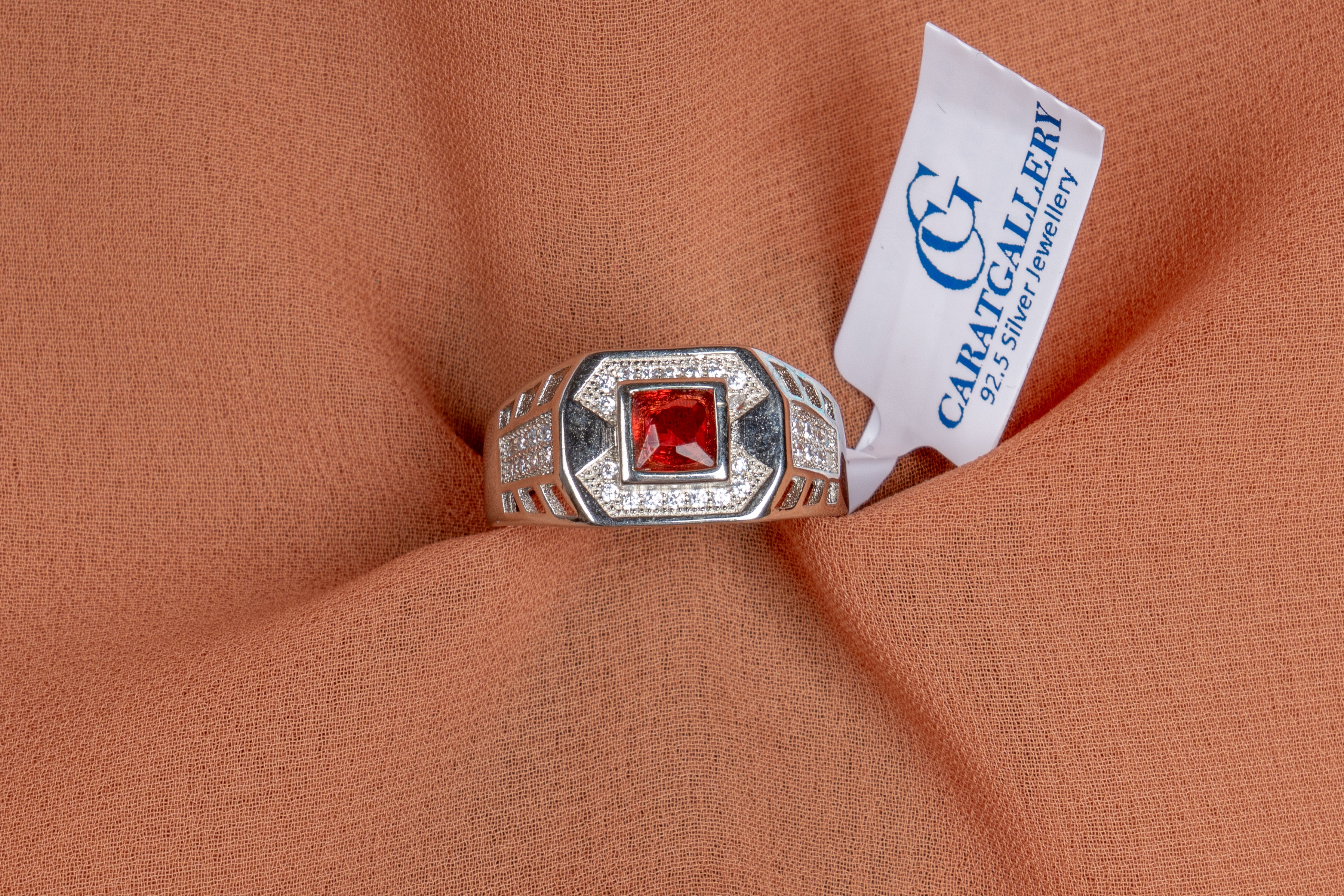 Imperial Crimson Signet Silver Ring