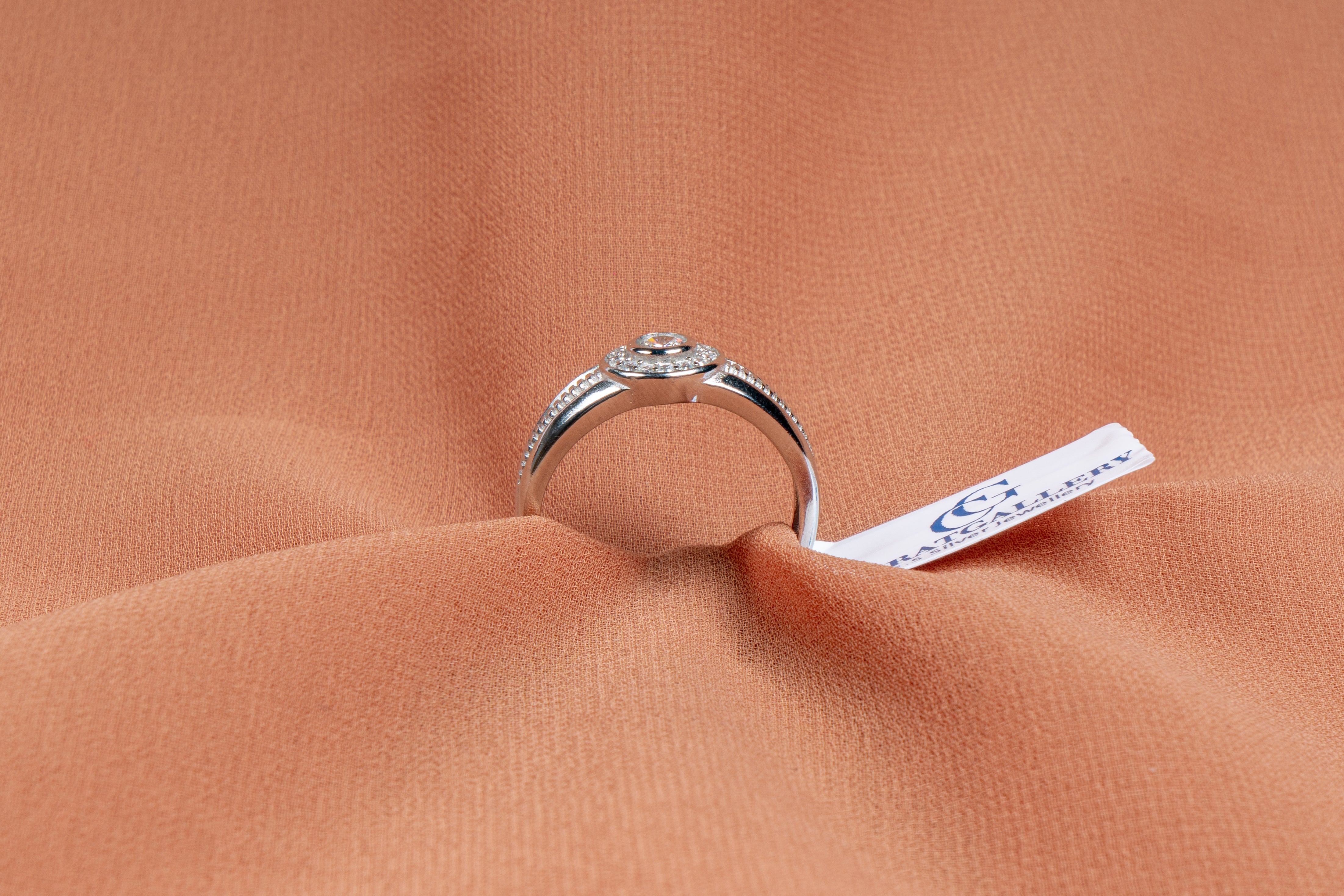 Halo Solitaire Silver Ring