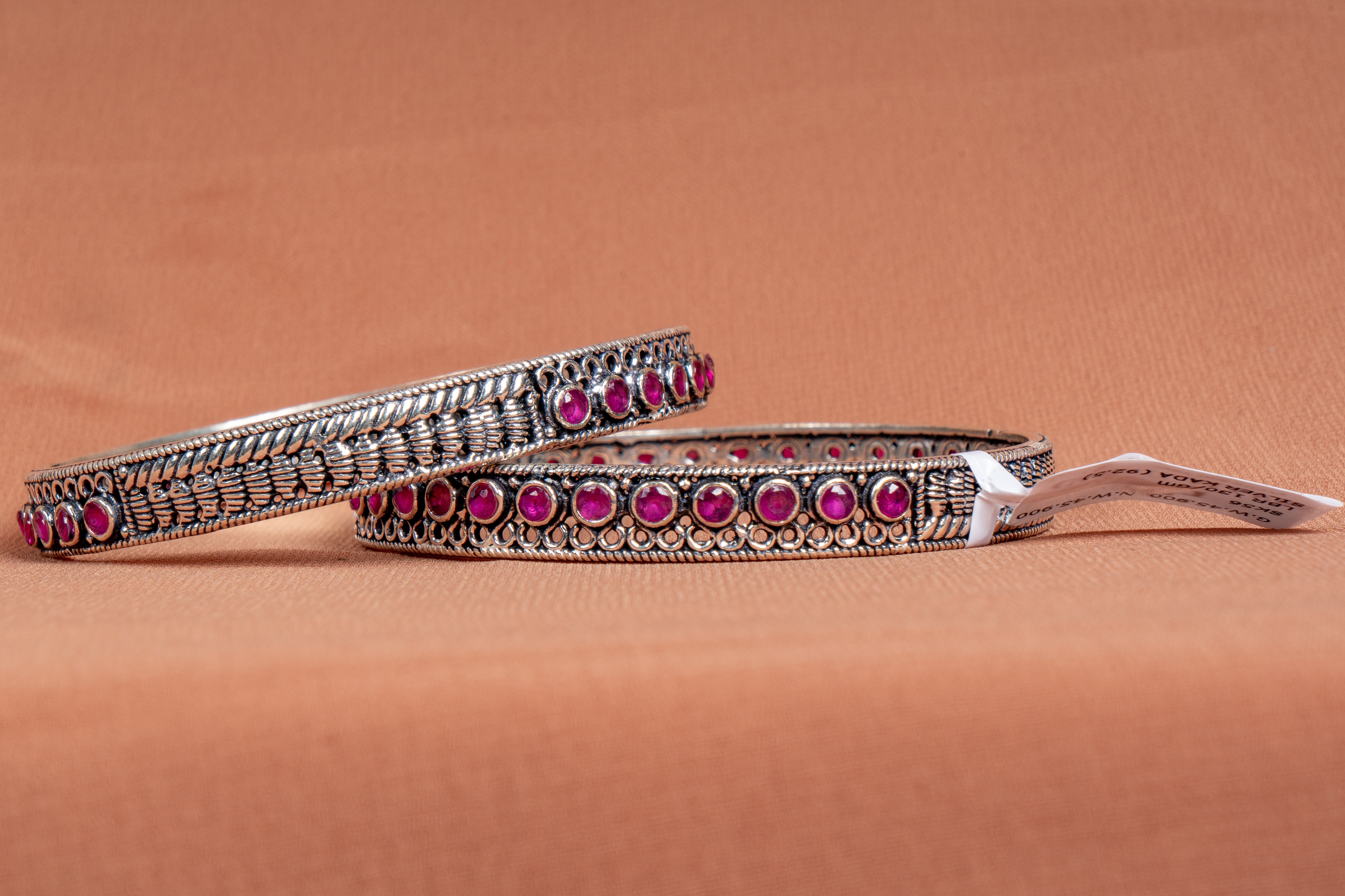 Ruby Heritage Silver Bangles
