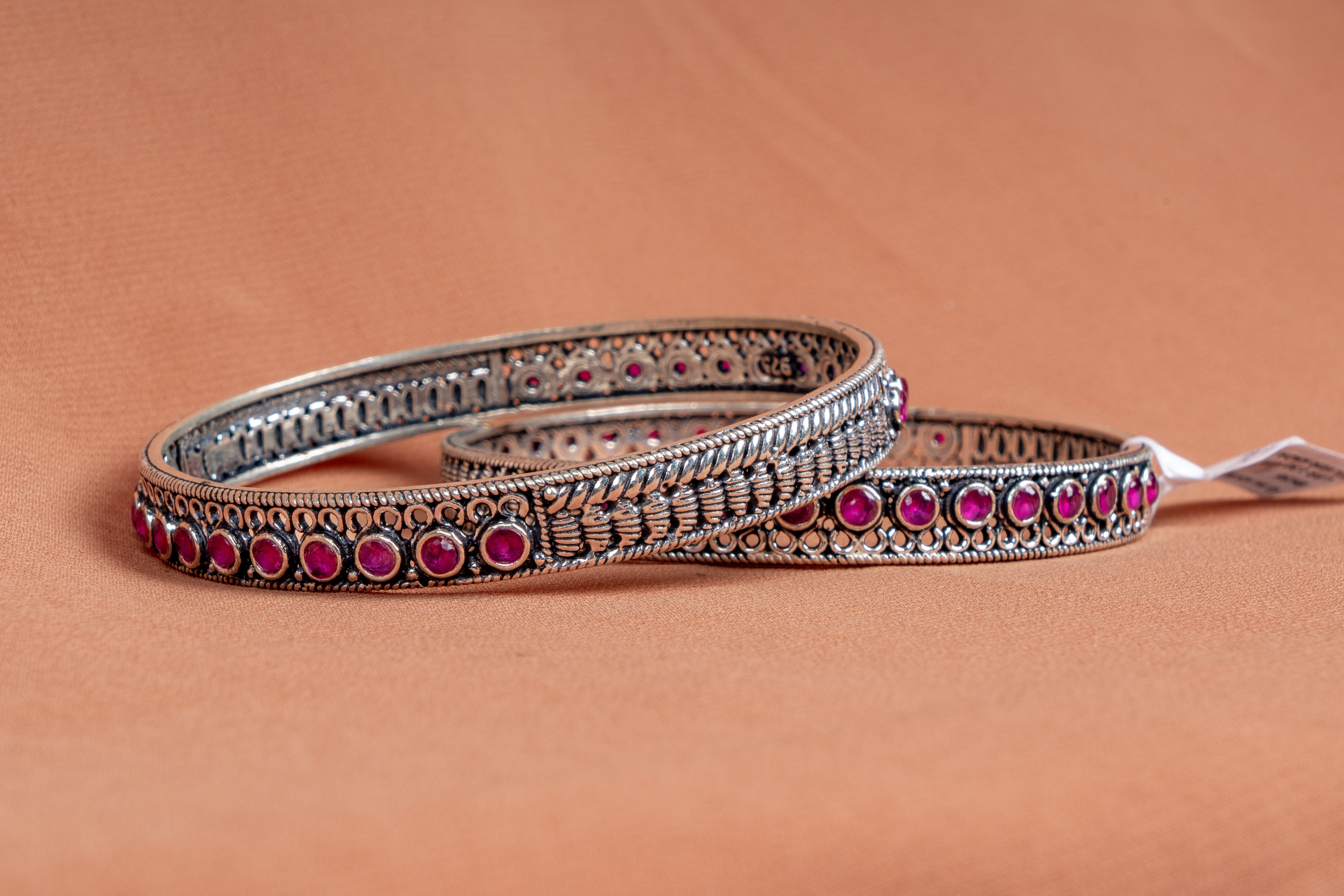 Ruby Heritage Silver Bangles