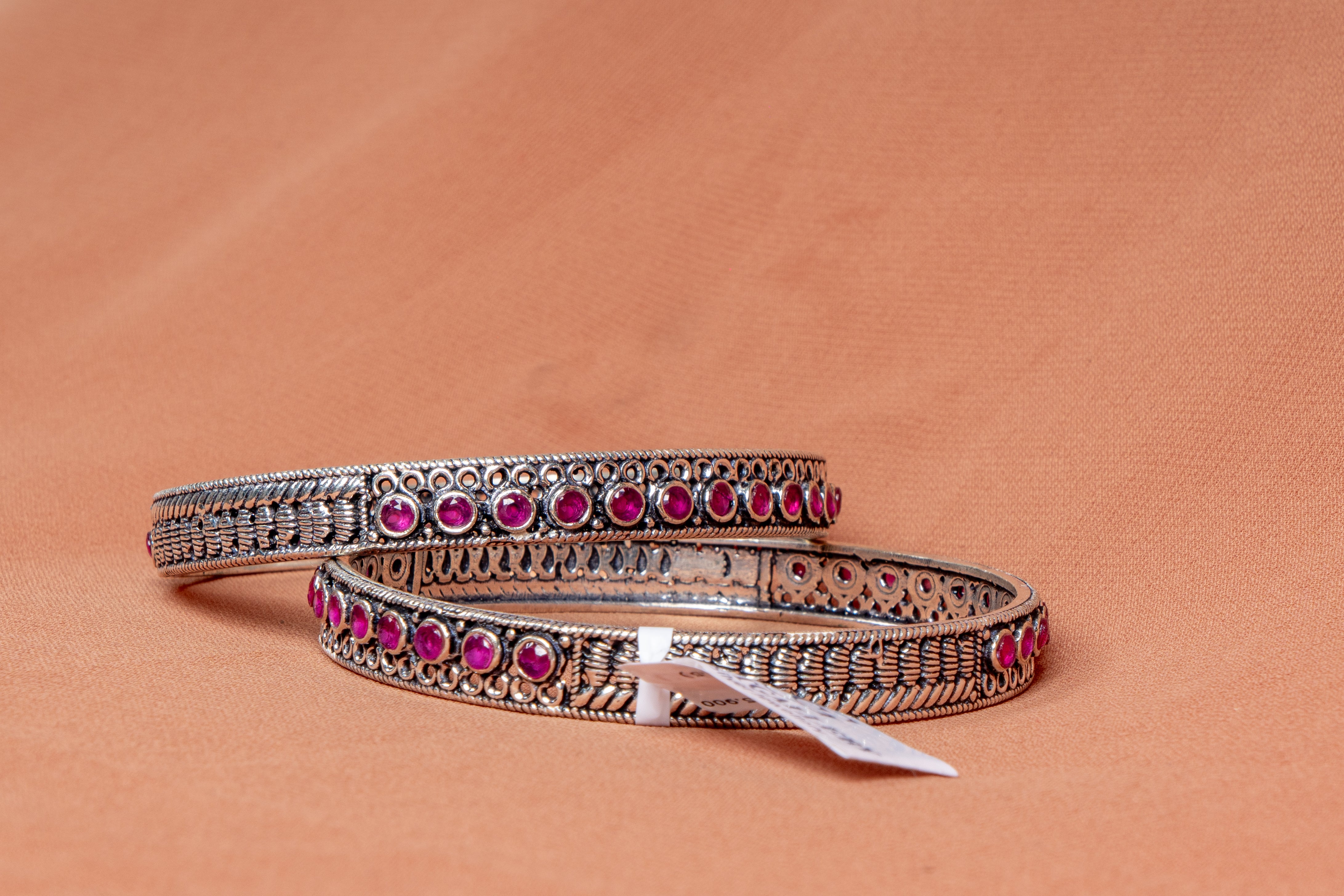 Ruby Heritage Silver Bangles