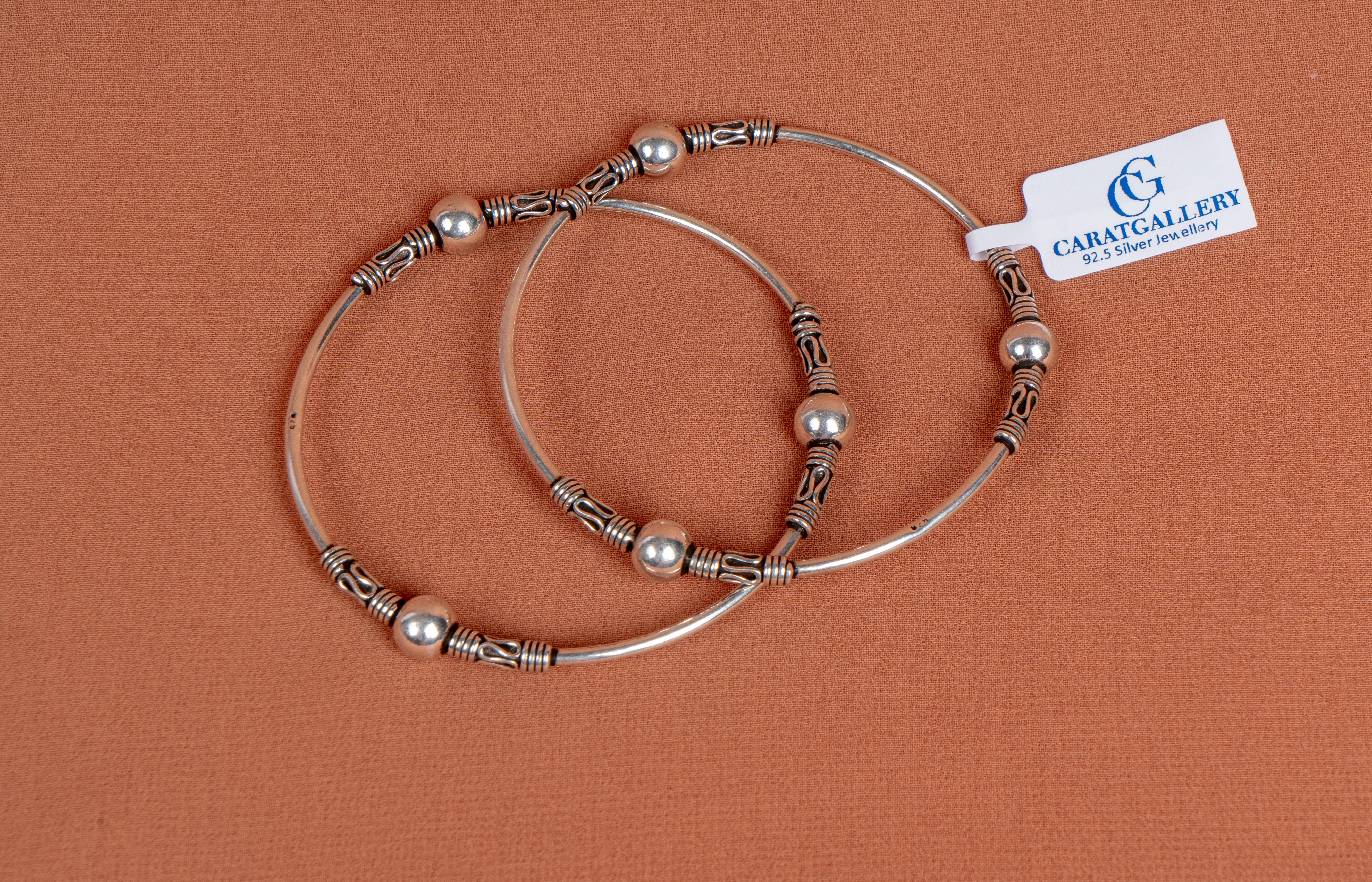Classic Beaded Oxidised Silver Bangles