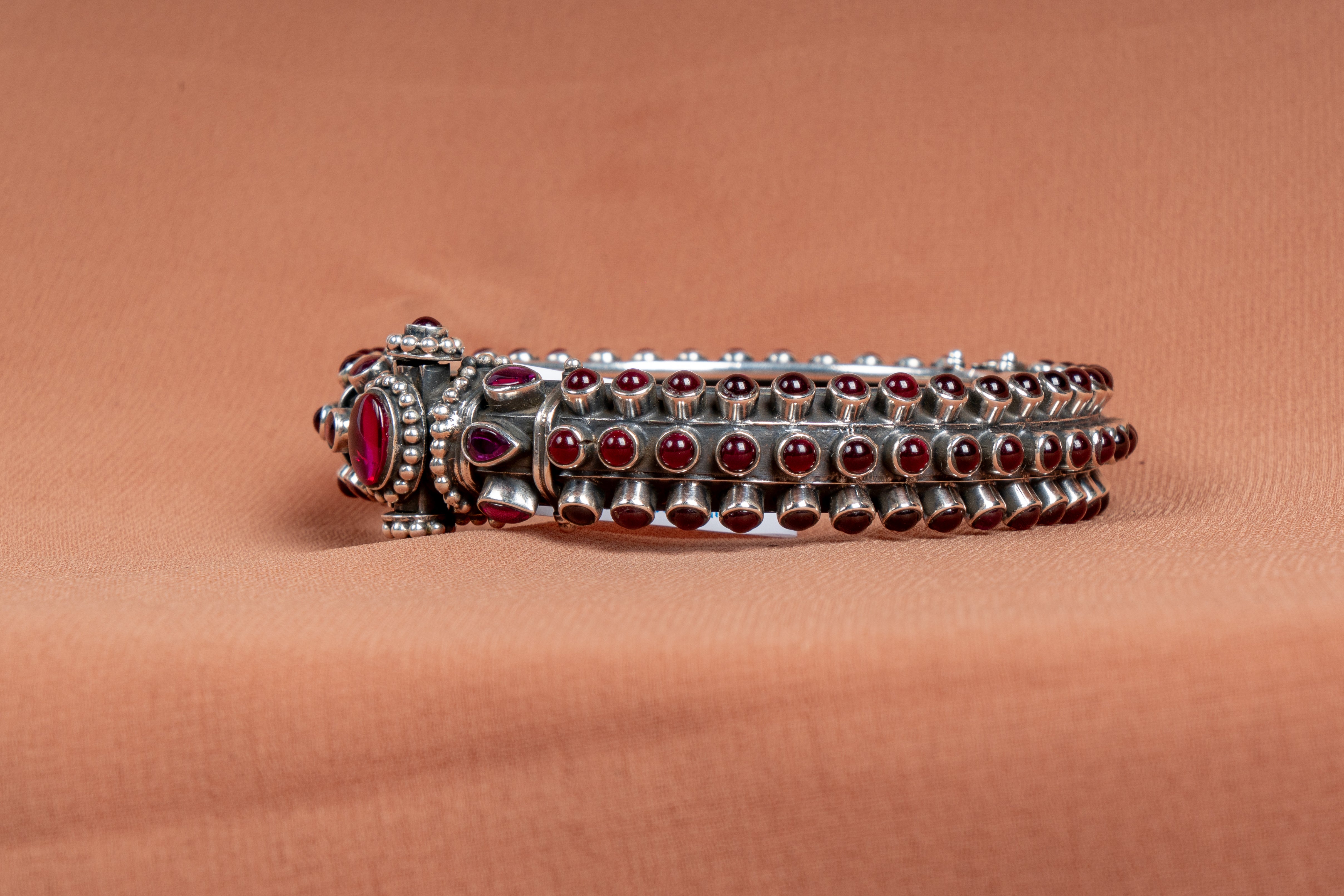 Royal Ruby Heritage Silver Kada