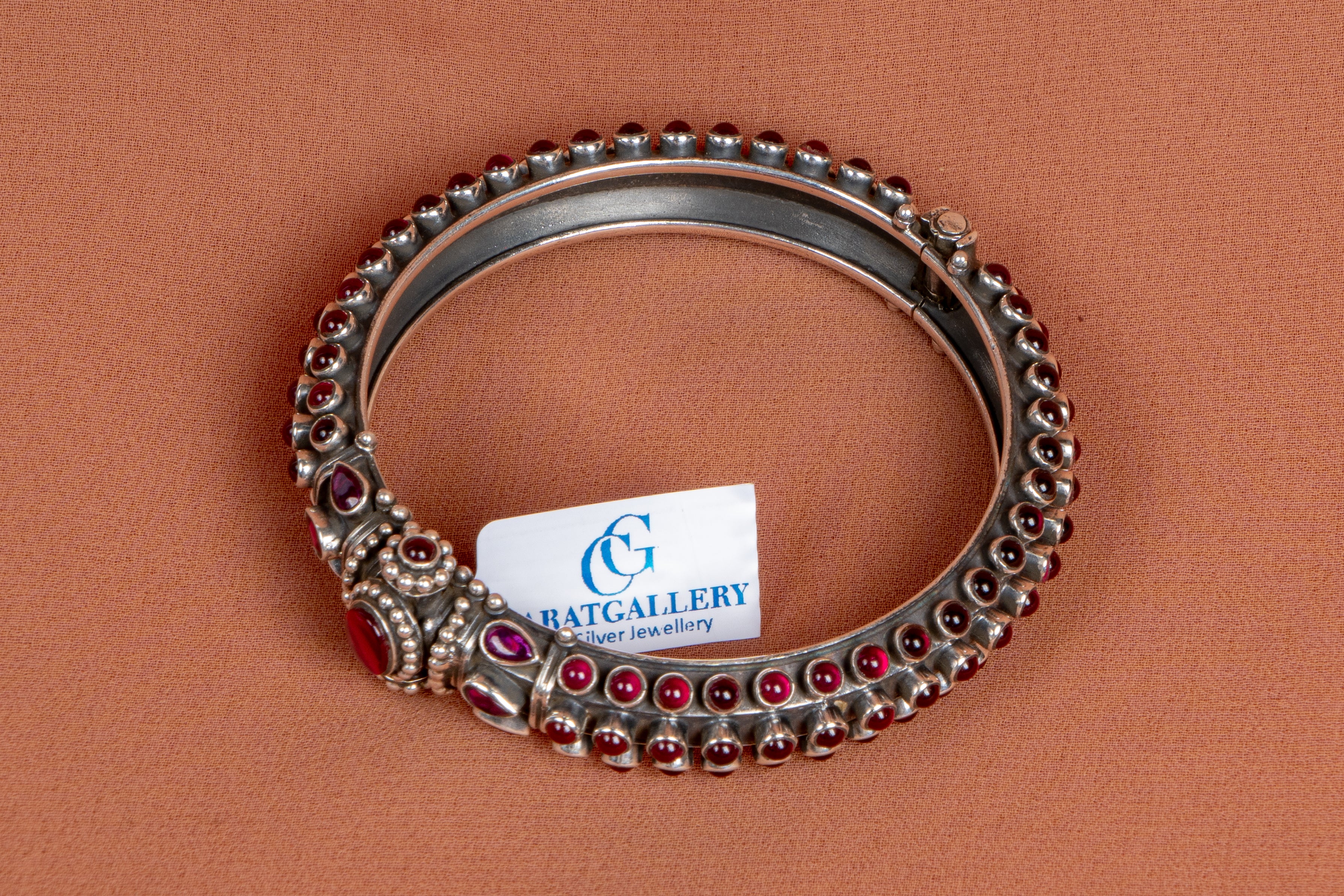 Royal Ruby Heritage Silver Kada