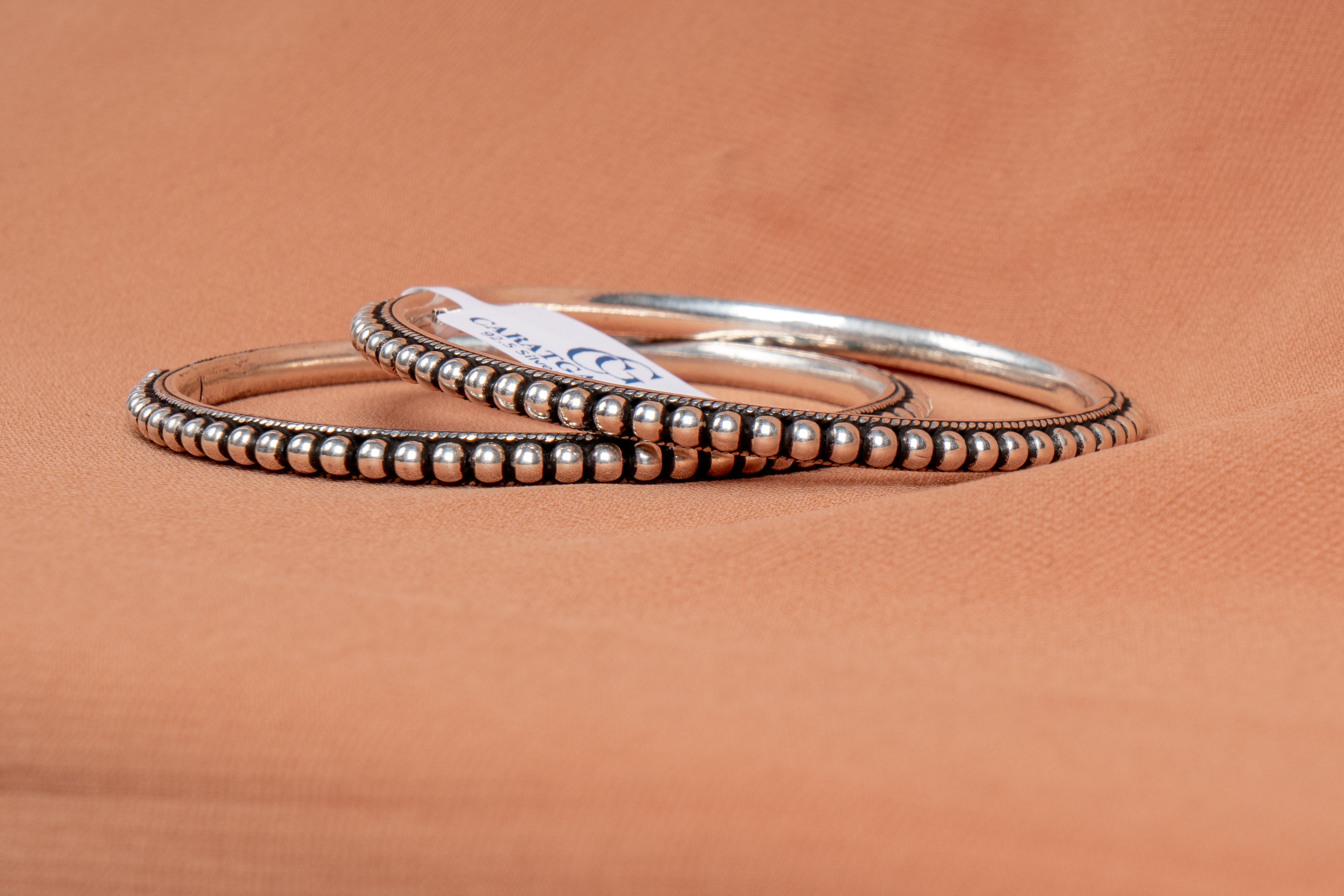 Classic Beaded Silver Bangle Set