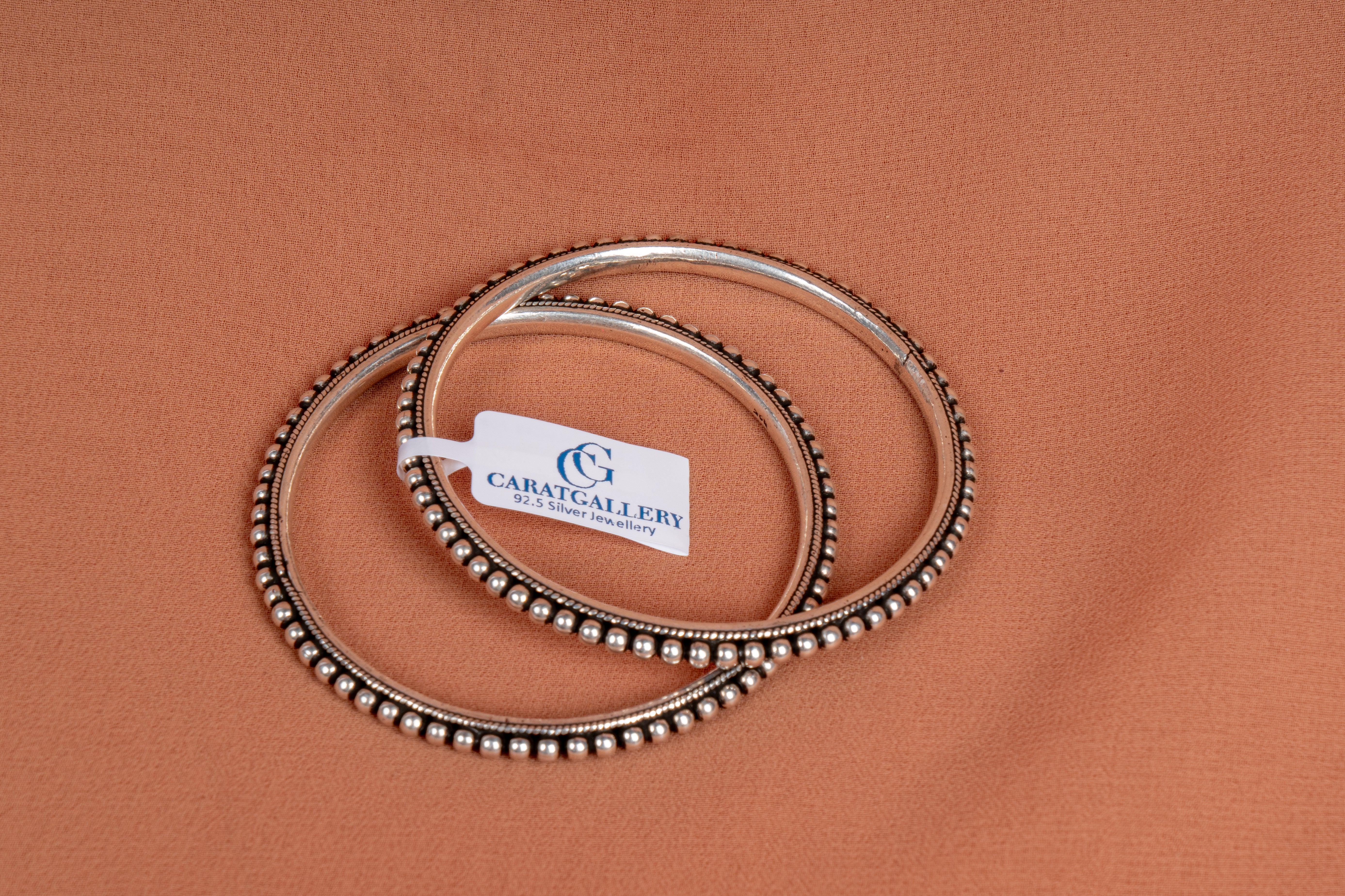Classic Beaded Silver Bangle Set