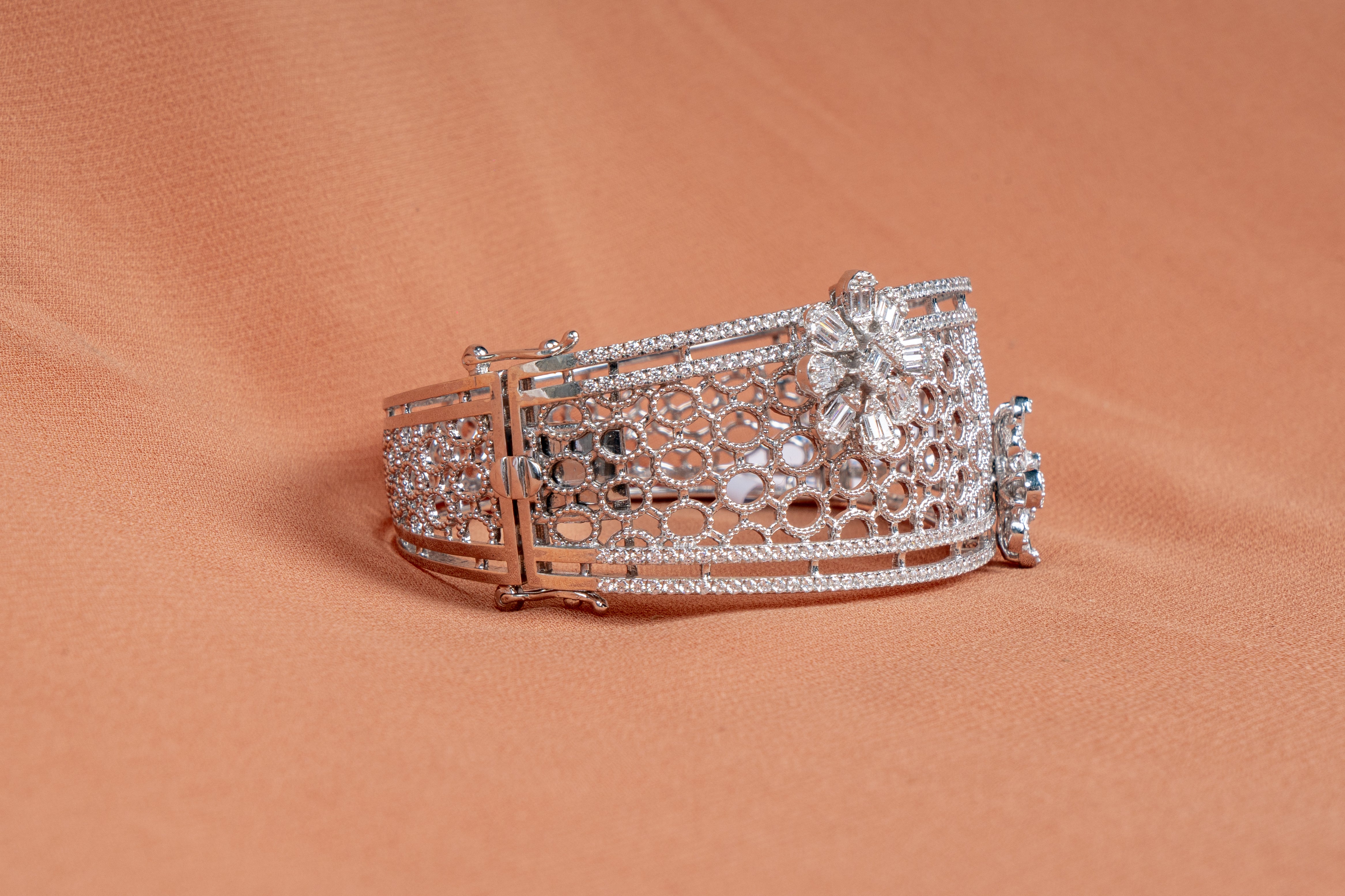 Celestial Bloom Sterling Silver Statement Kada