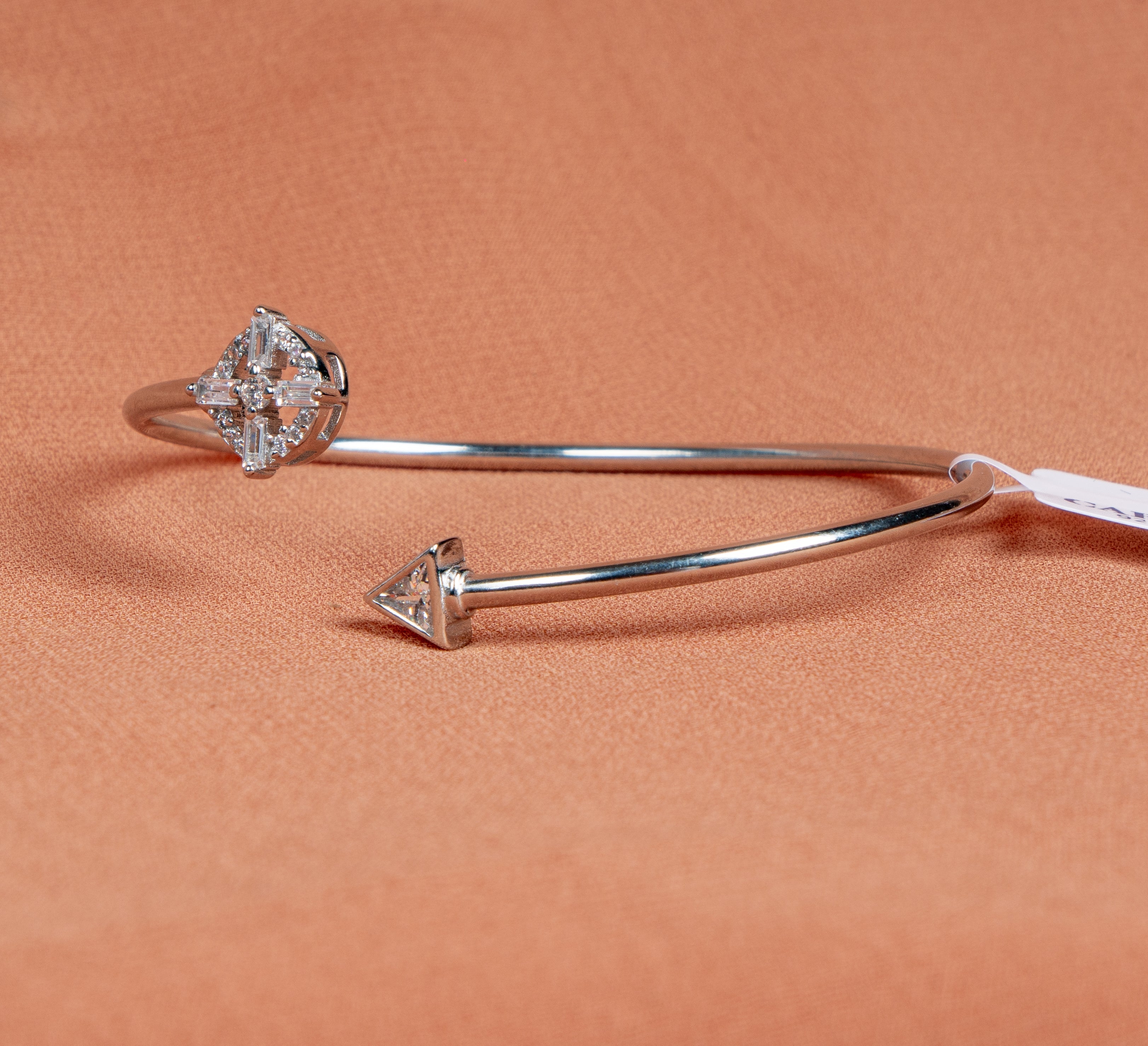 Radiant Prism Sterling Silver Open Cuff Bracelet