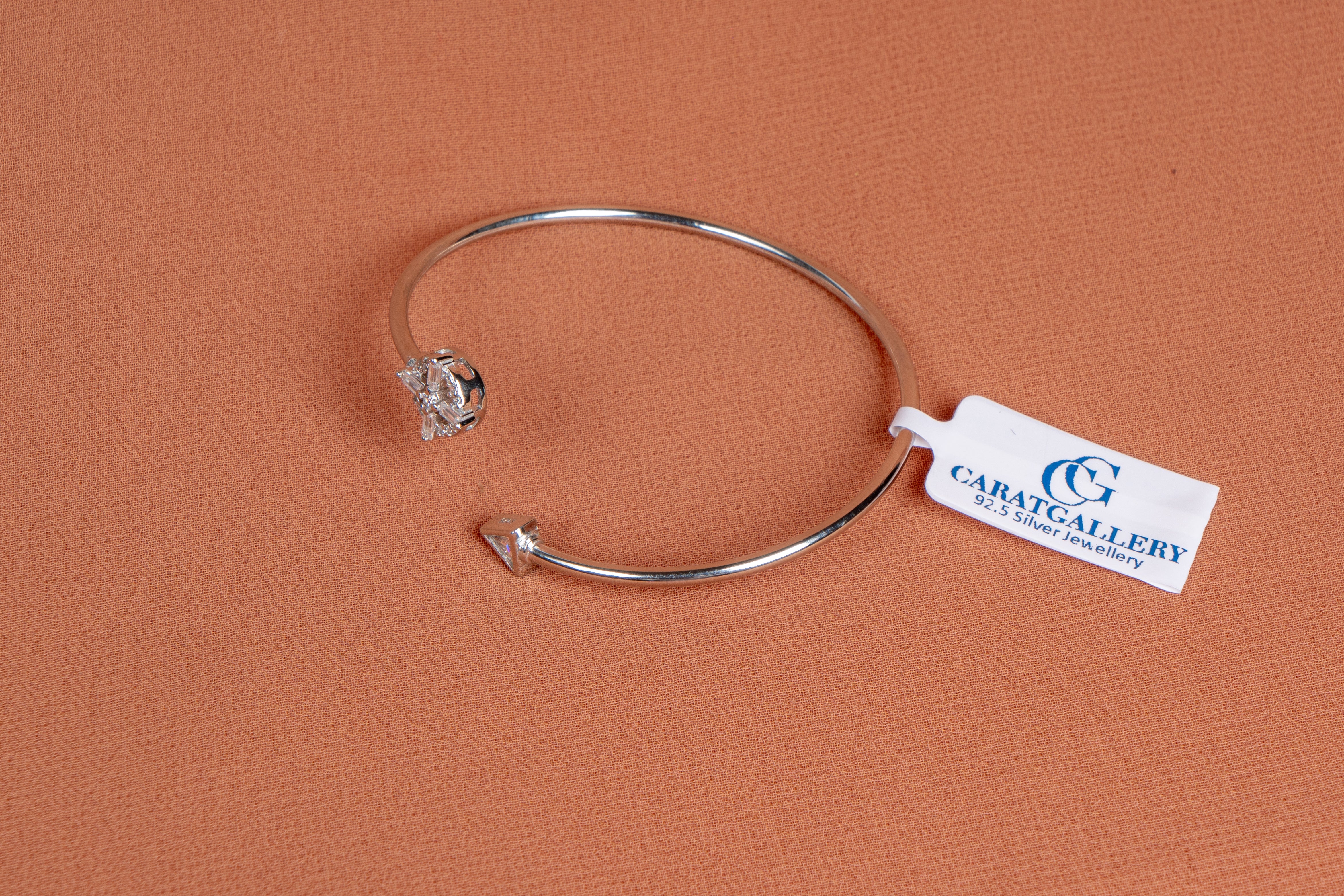 Radiant Prism Sterling Silver Open Cuff Bracelet