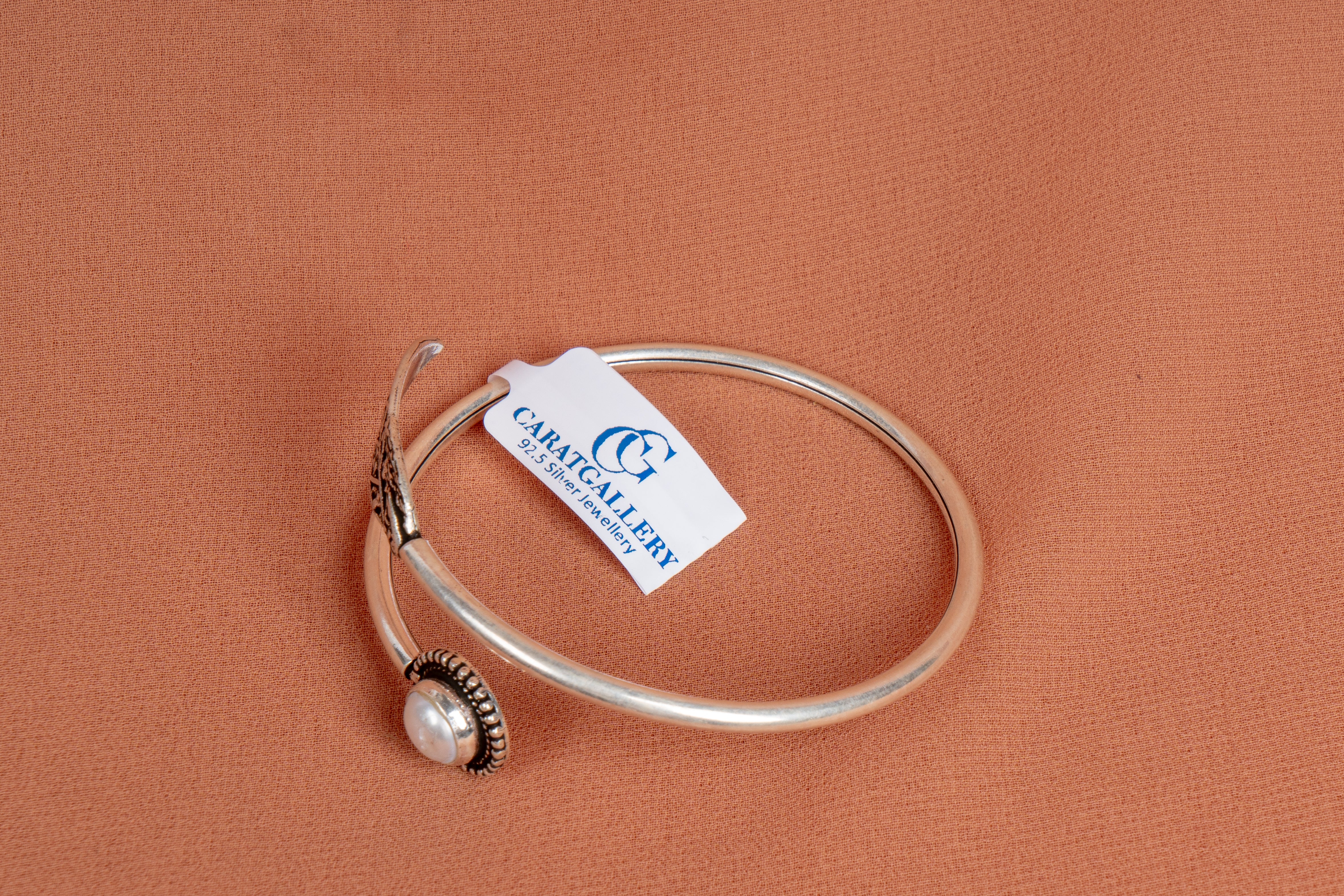 Pearl Leaf Sterling Silver Open Cuff Bracelet