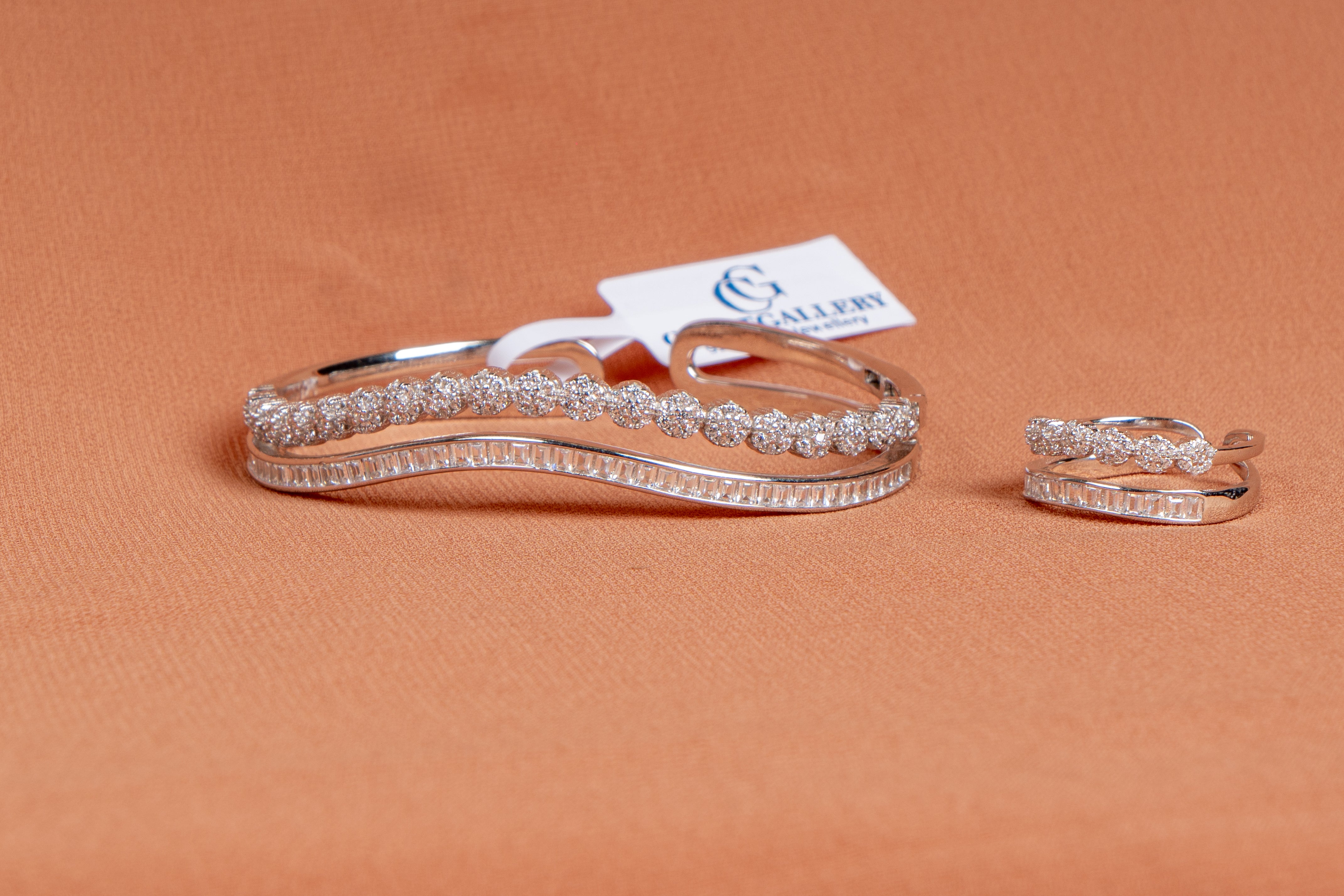 Celestial Wave Sterling Silver Bracelet & Ring Set