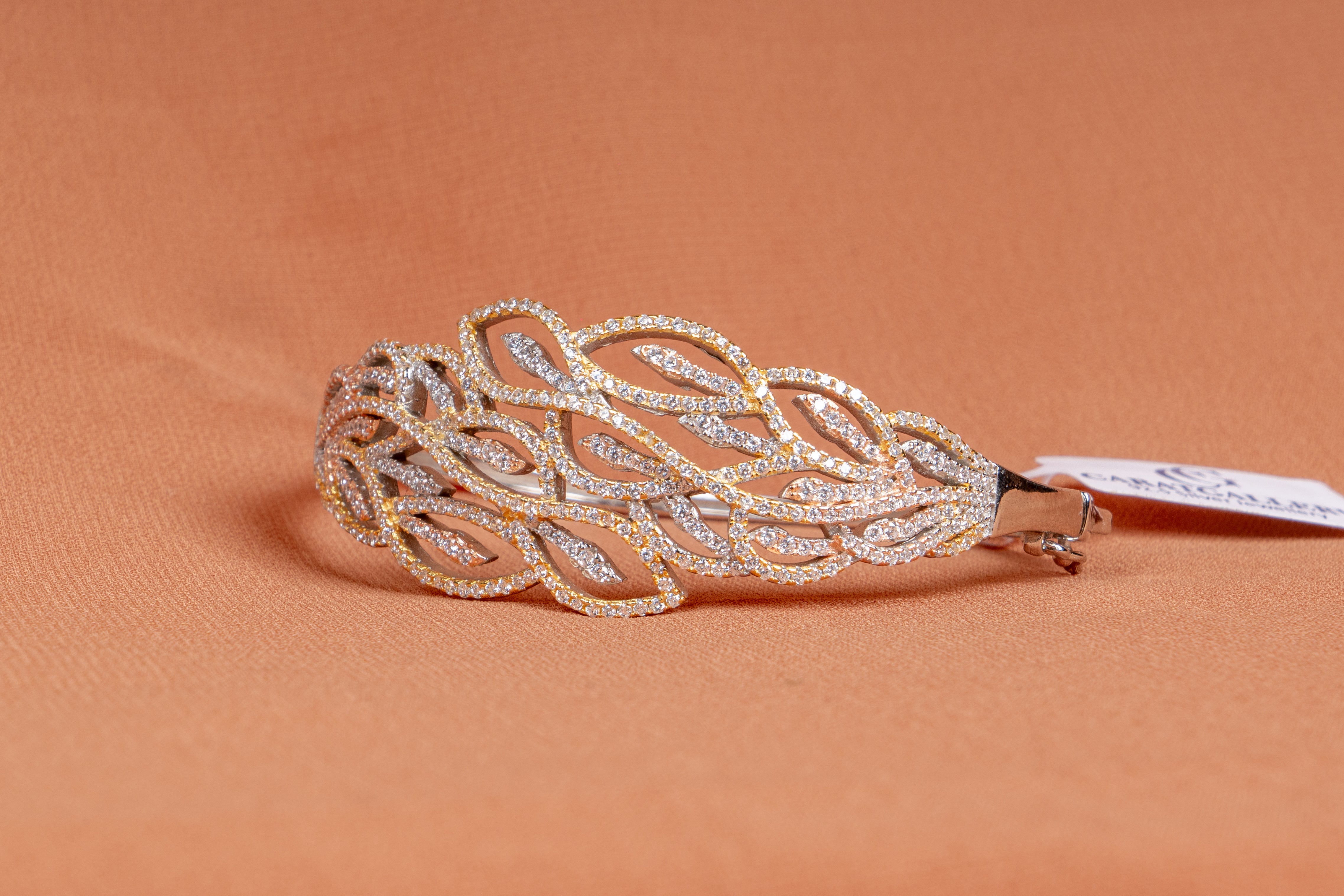 Verdant Pave Leaf Two-Tone Bracelet
