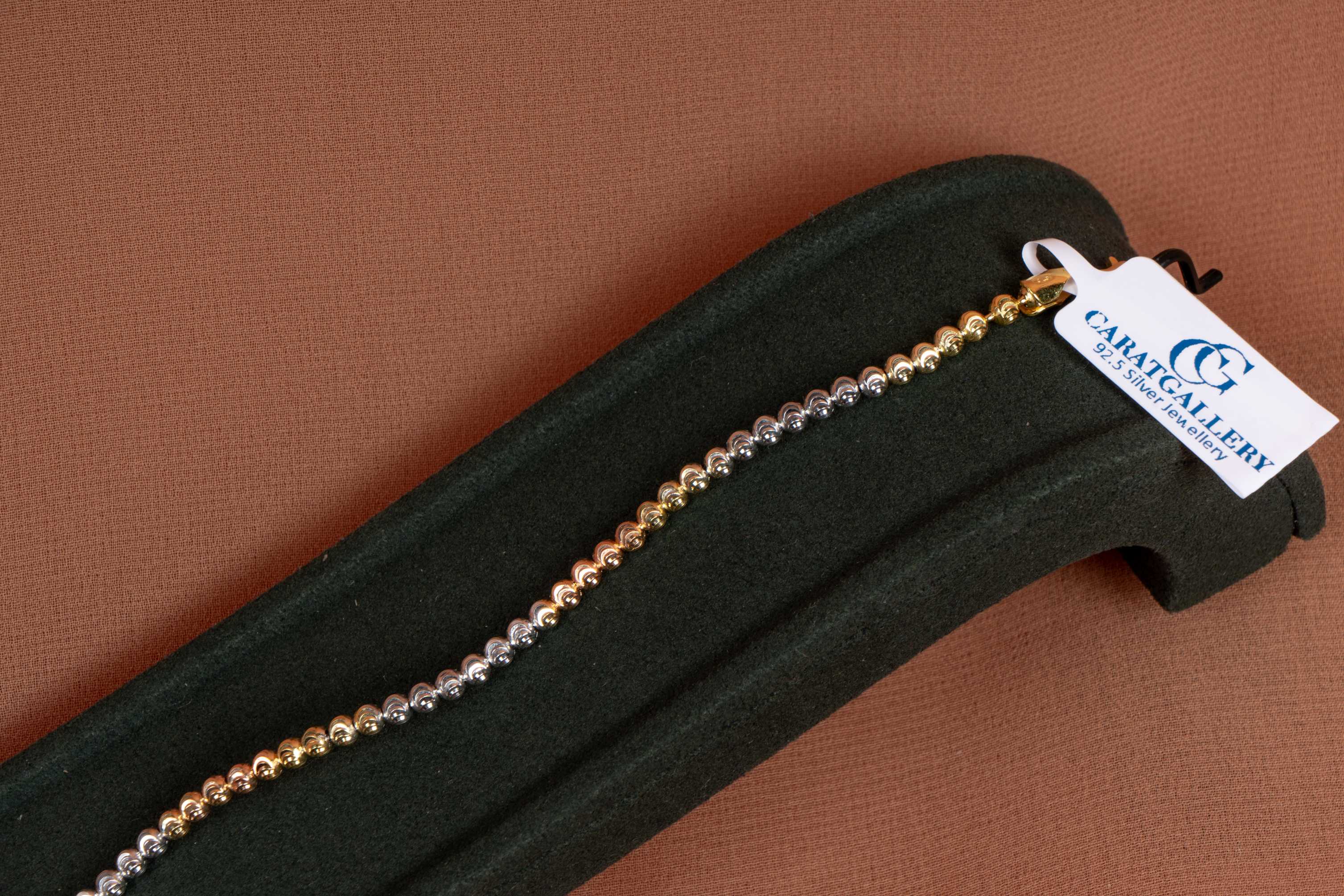 Dual Tone Beaded Silver Bracelet
