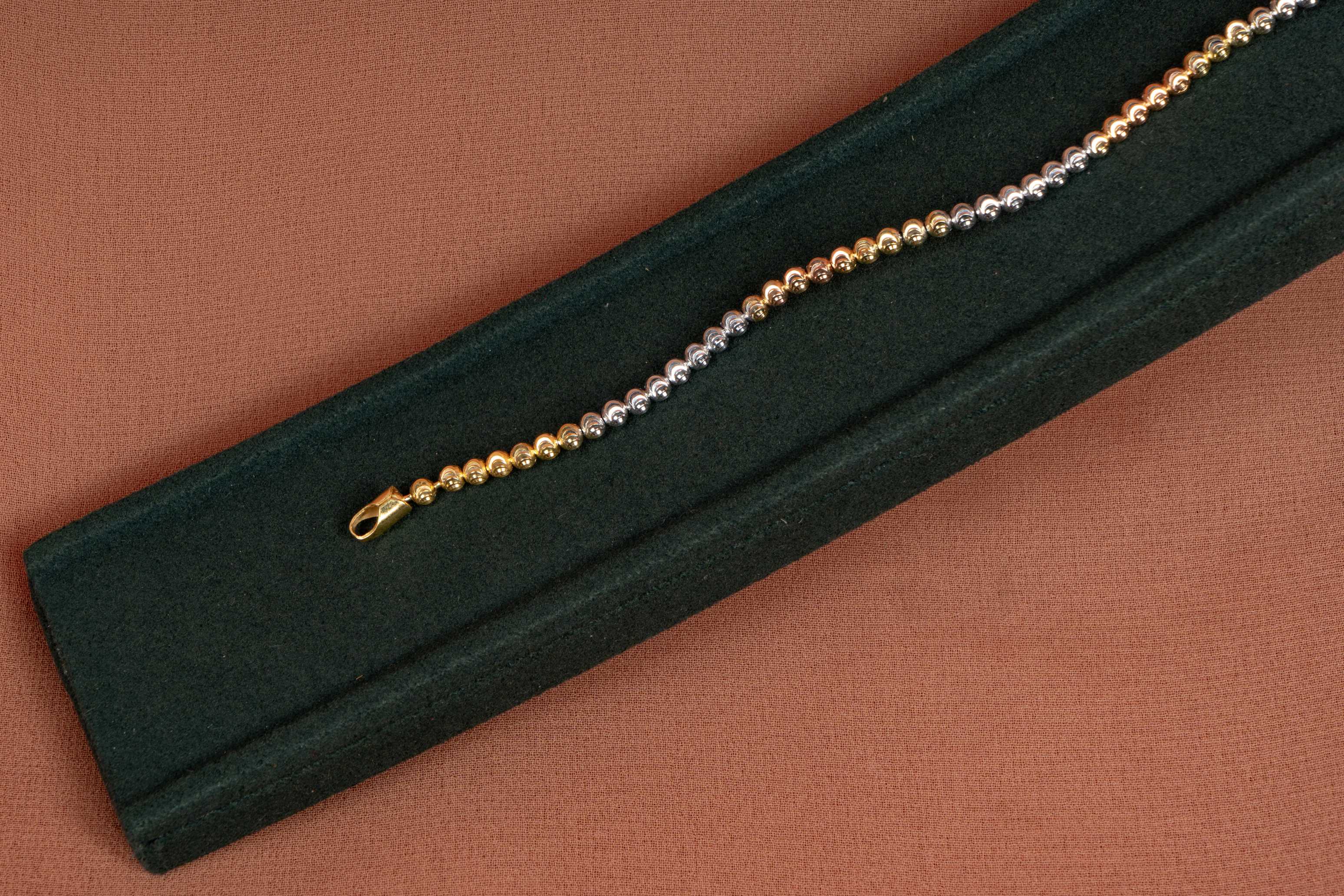 Dual Tone Beaded Silver Bracelet