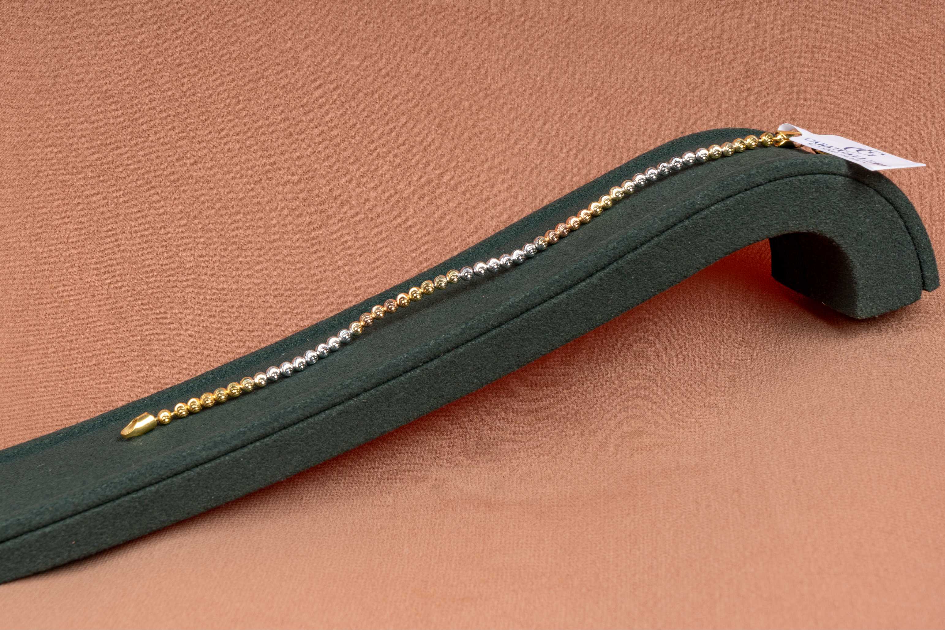 Dual Tone Beaded Silver Bracelet