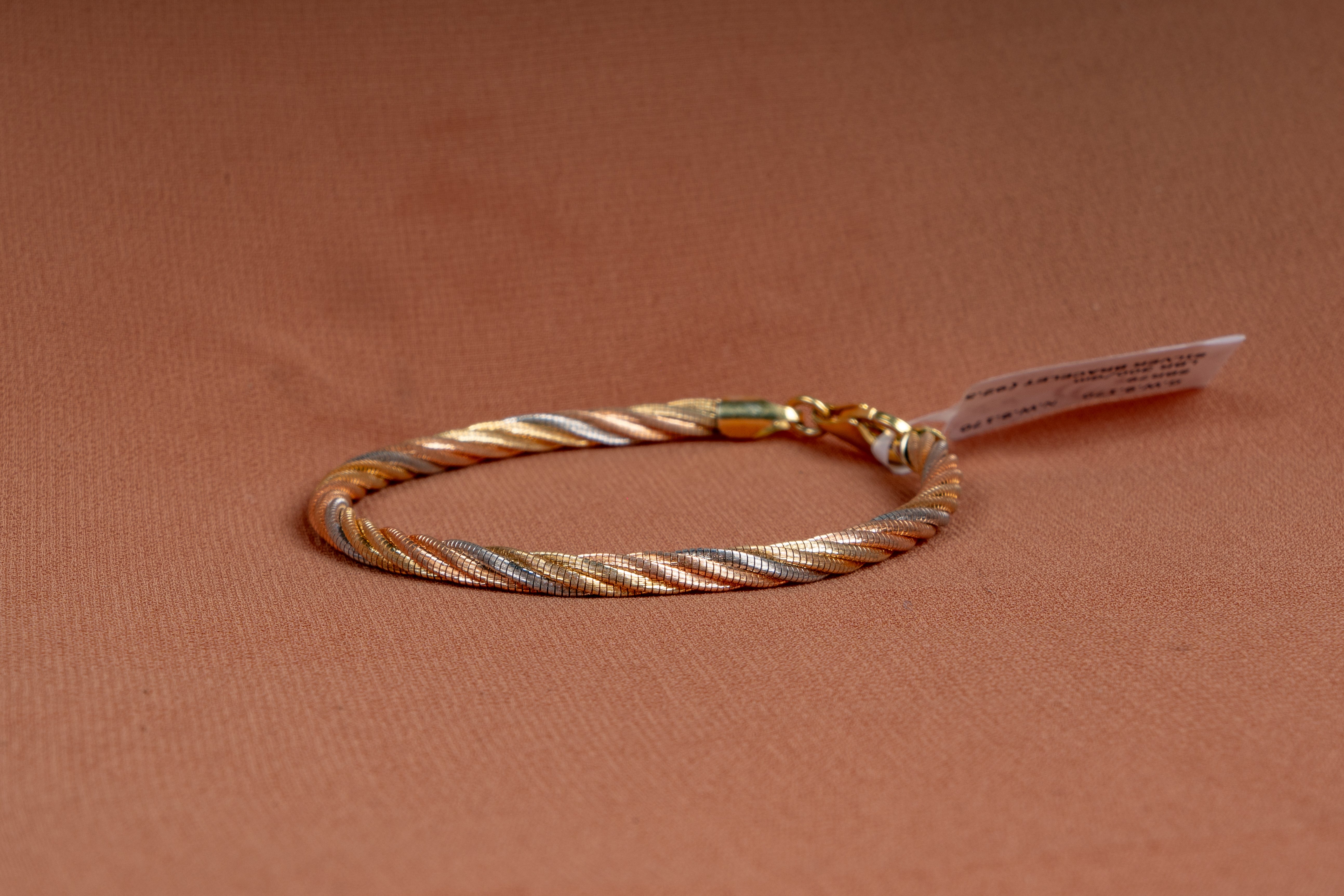 Elegant Twisted Dual Tone Silver Bracelet