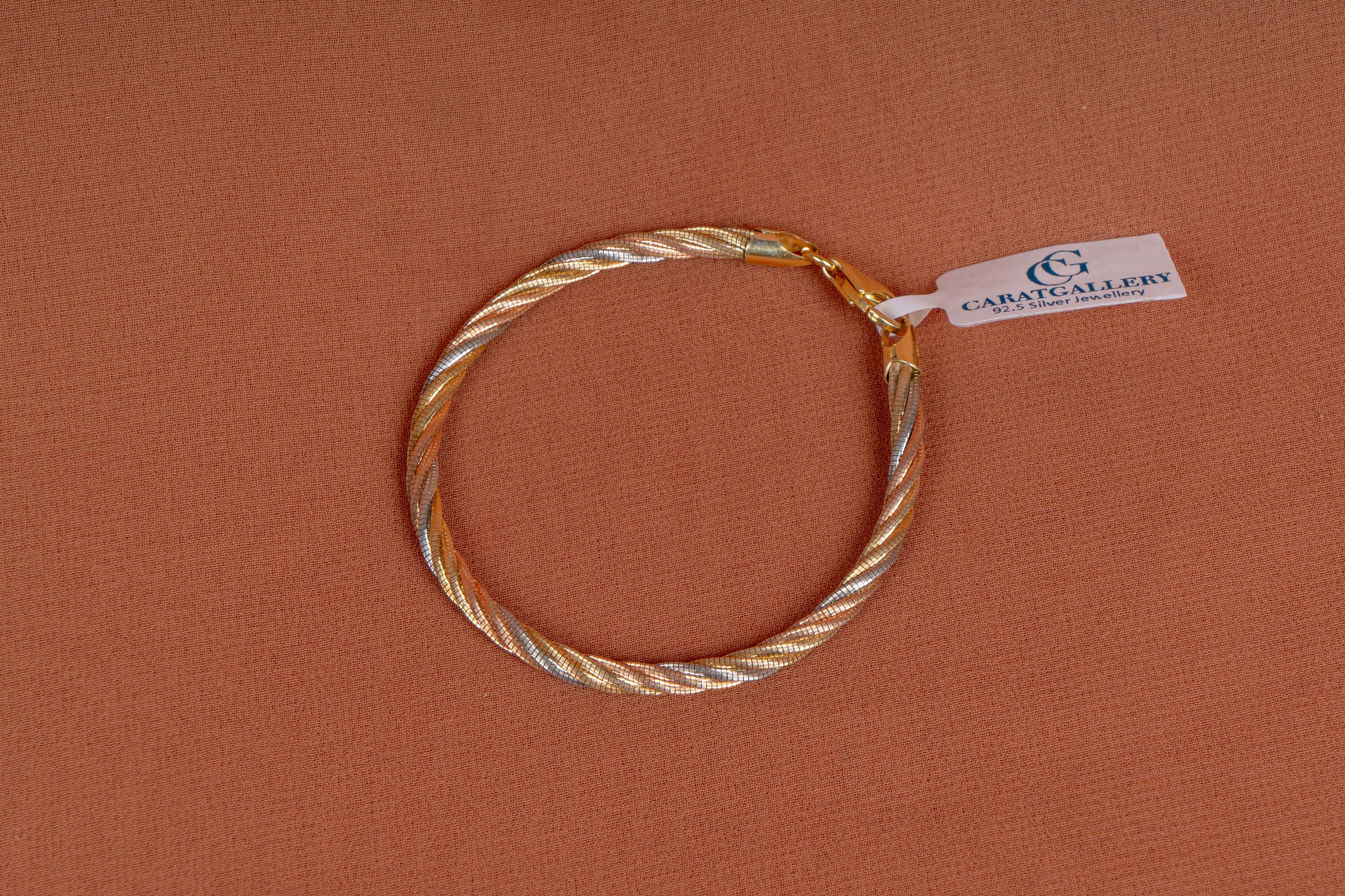 Elegant Twisted Dual Tone Silver Bracelet