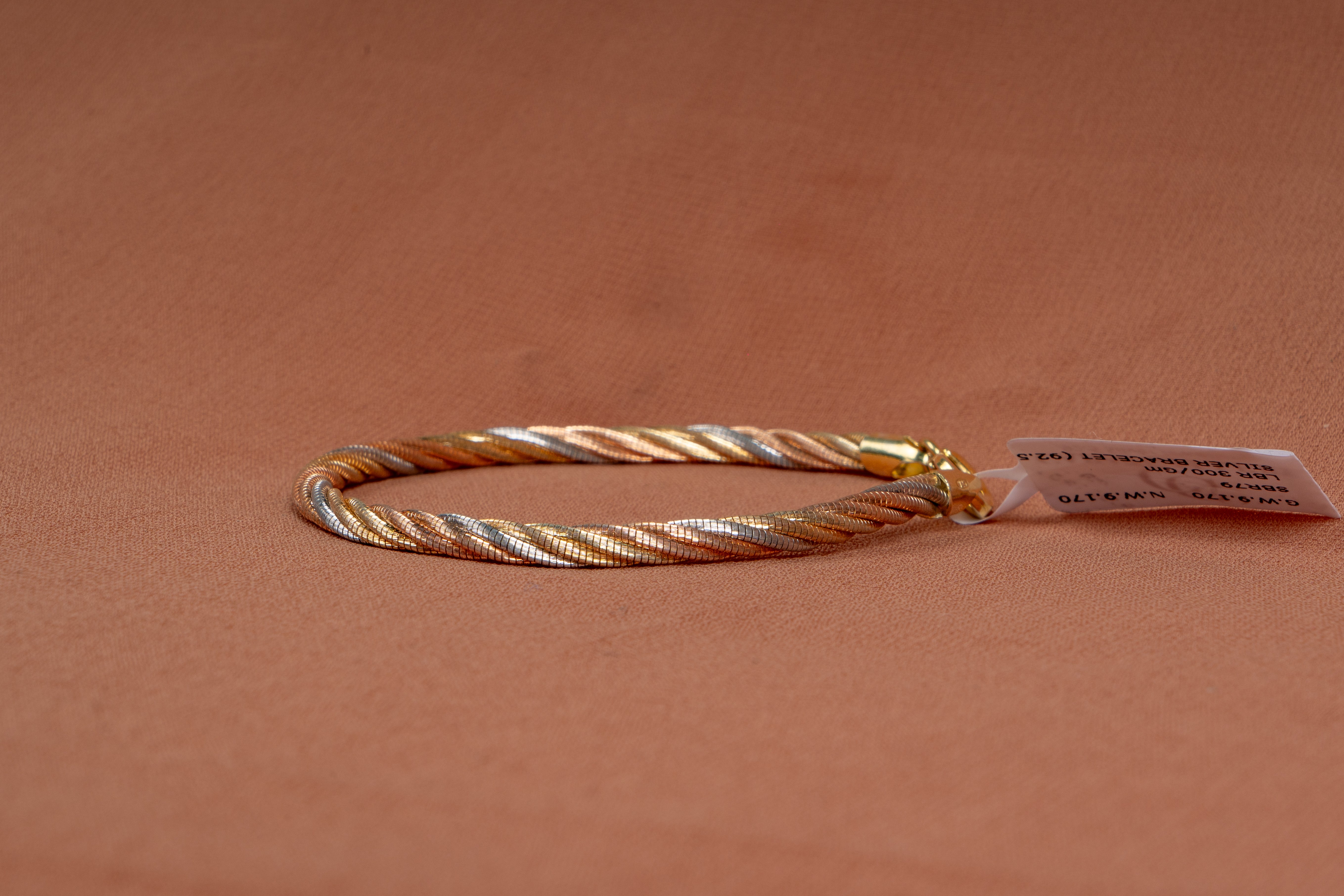 Elegant Twisted Dual Tone Silver Bracelet