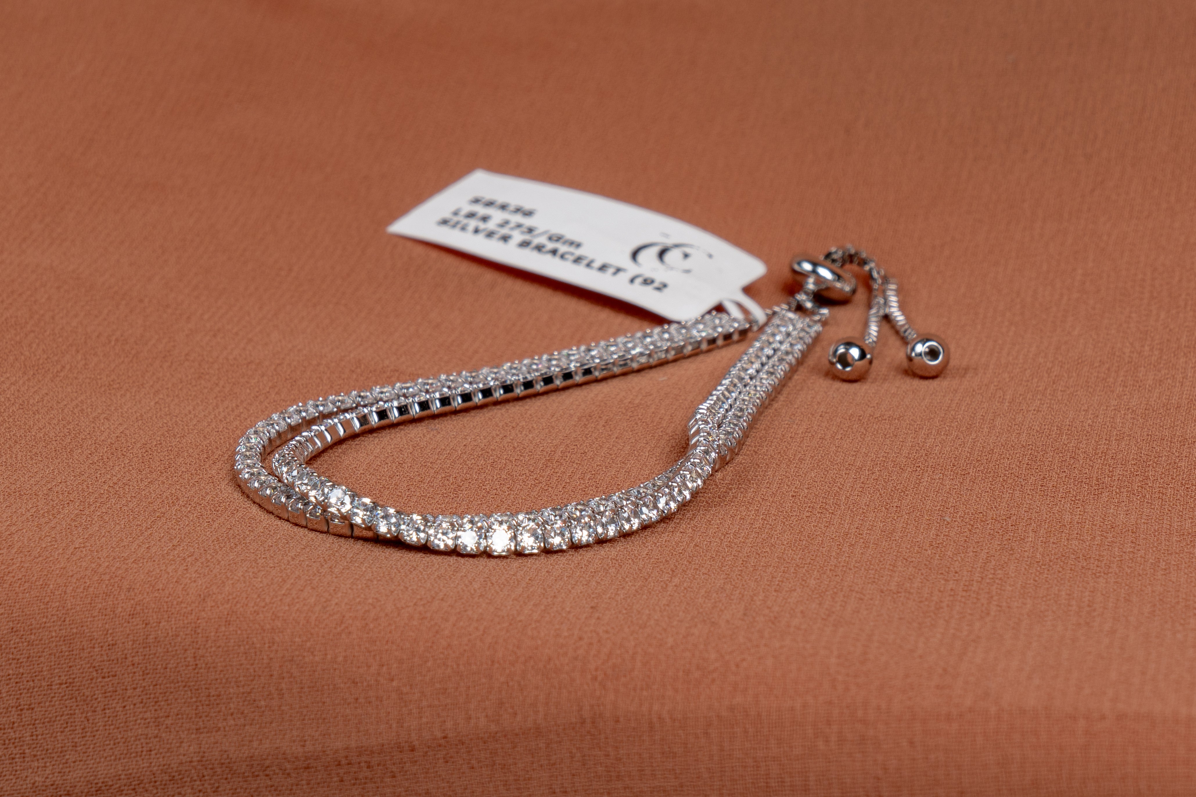 Sparkling Adjustable Tennis Silver Bracelet
