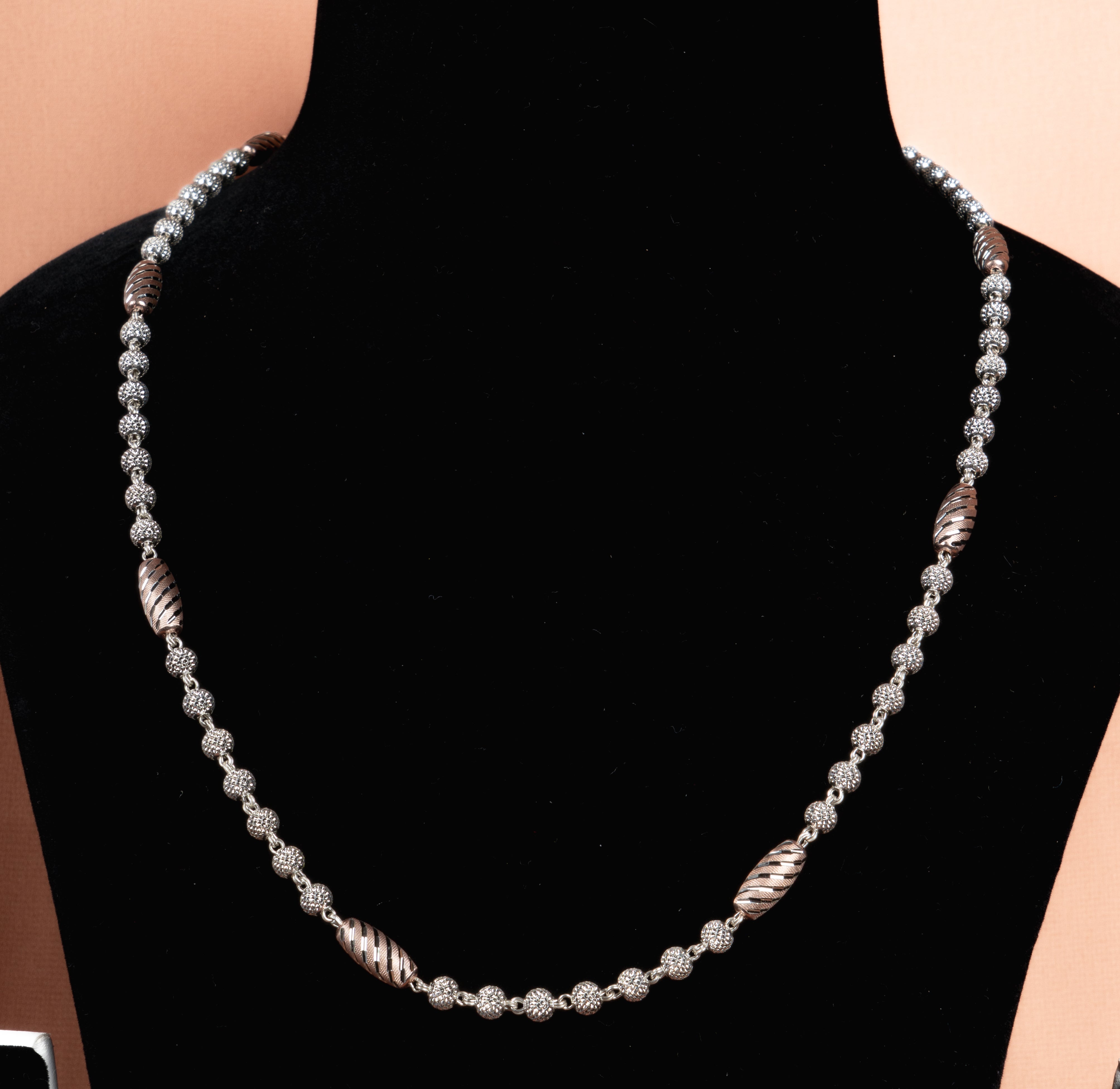 Rose Gold Bead Silver Necklace