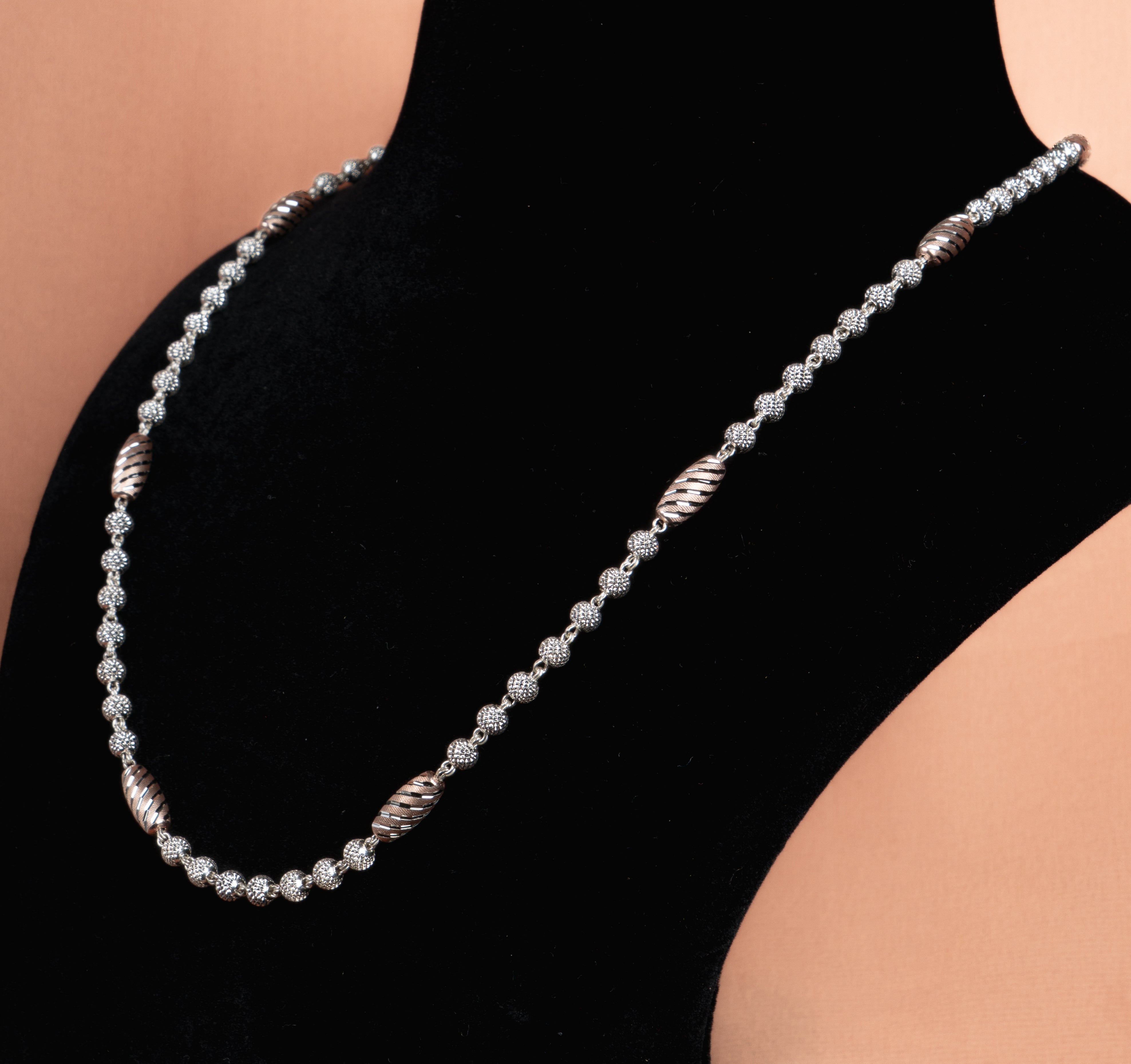 Rose Gold Bead Silver Necklace
