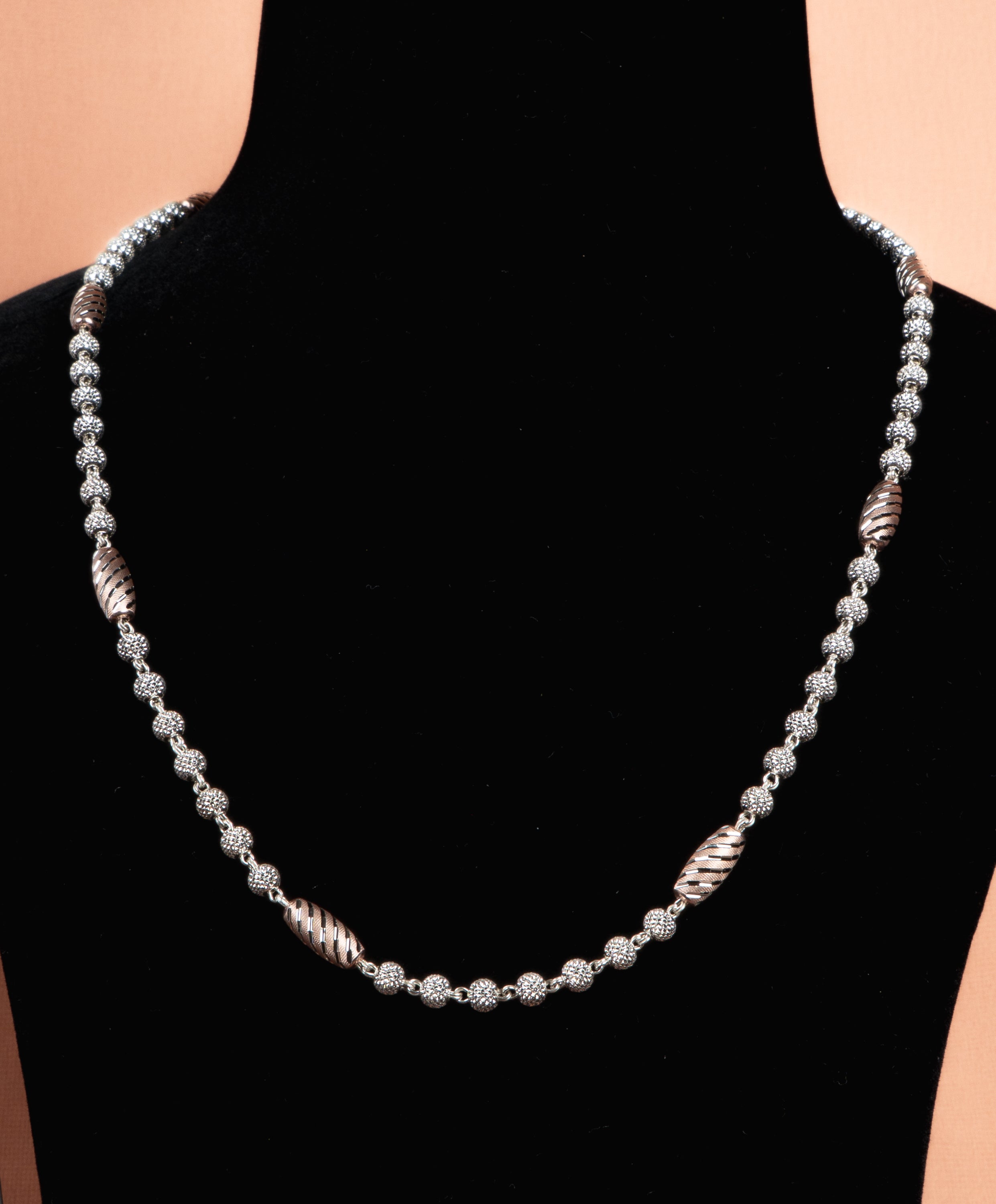 Rose Gold Bead Silver Necklace