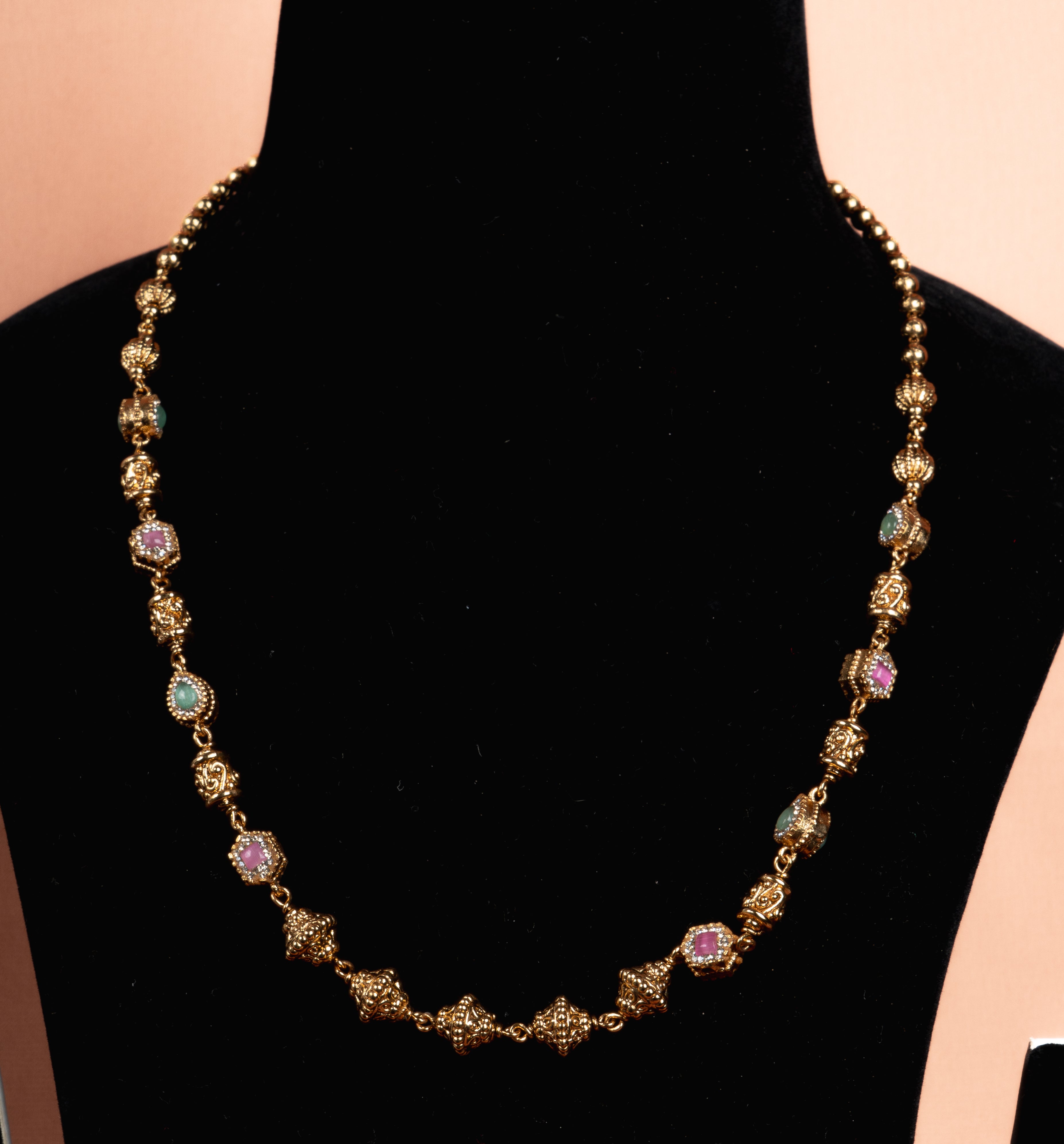 Heritage Dual Stone Gold Plated Silver Necklace
