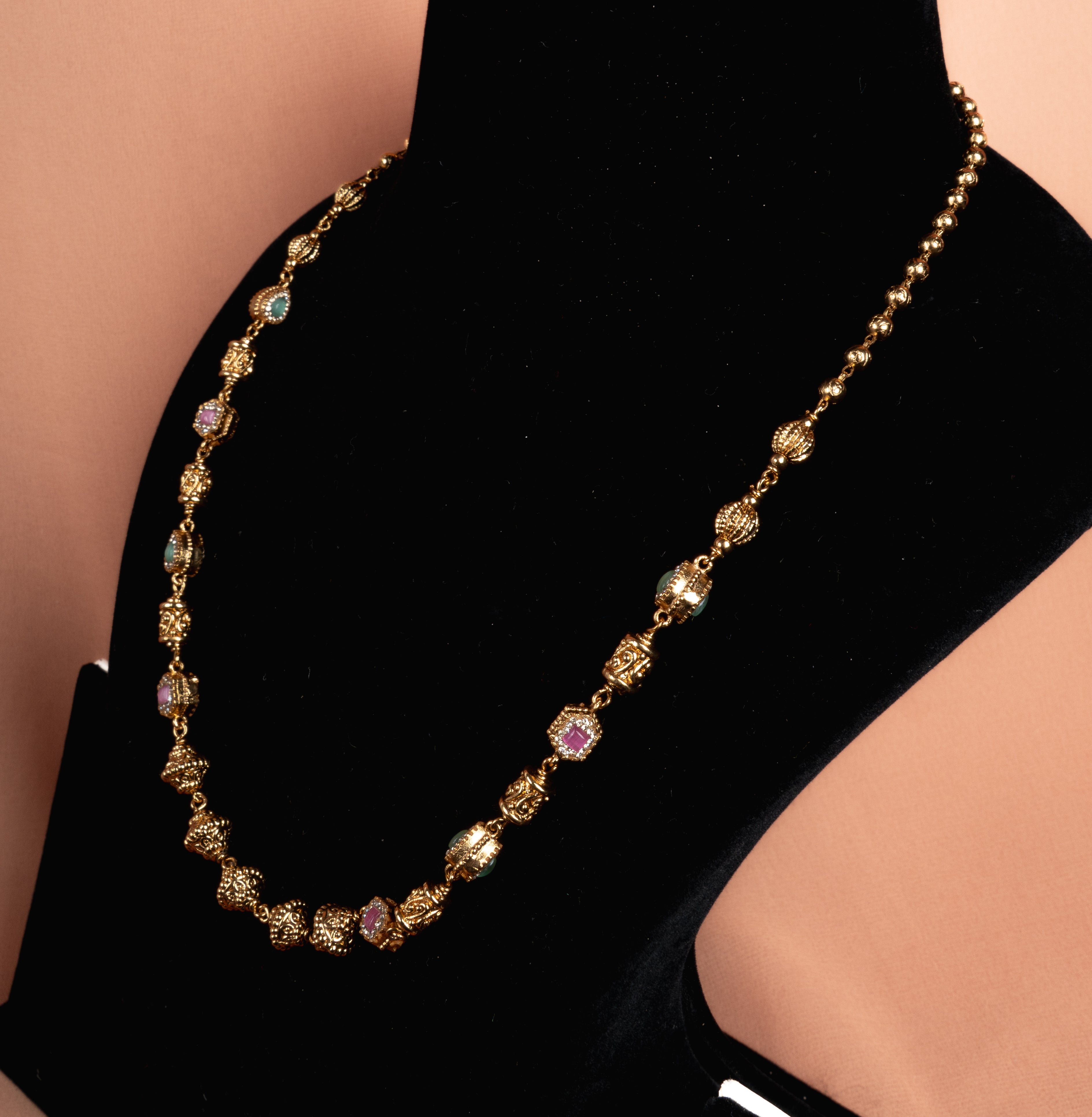 Heritage Dual Stone Gold Plated Silver Necklace