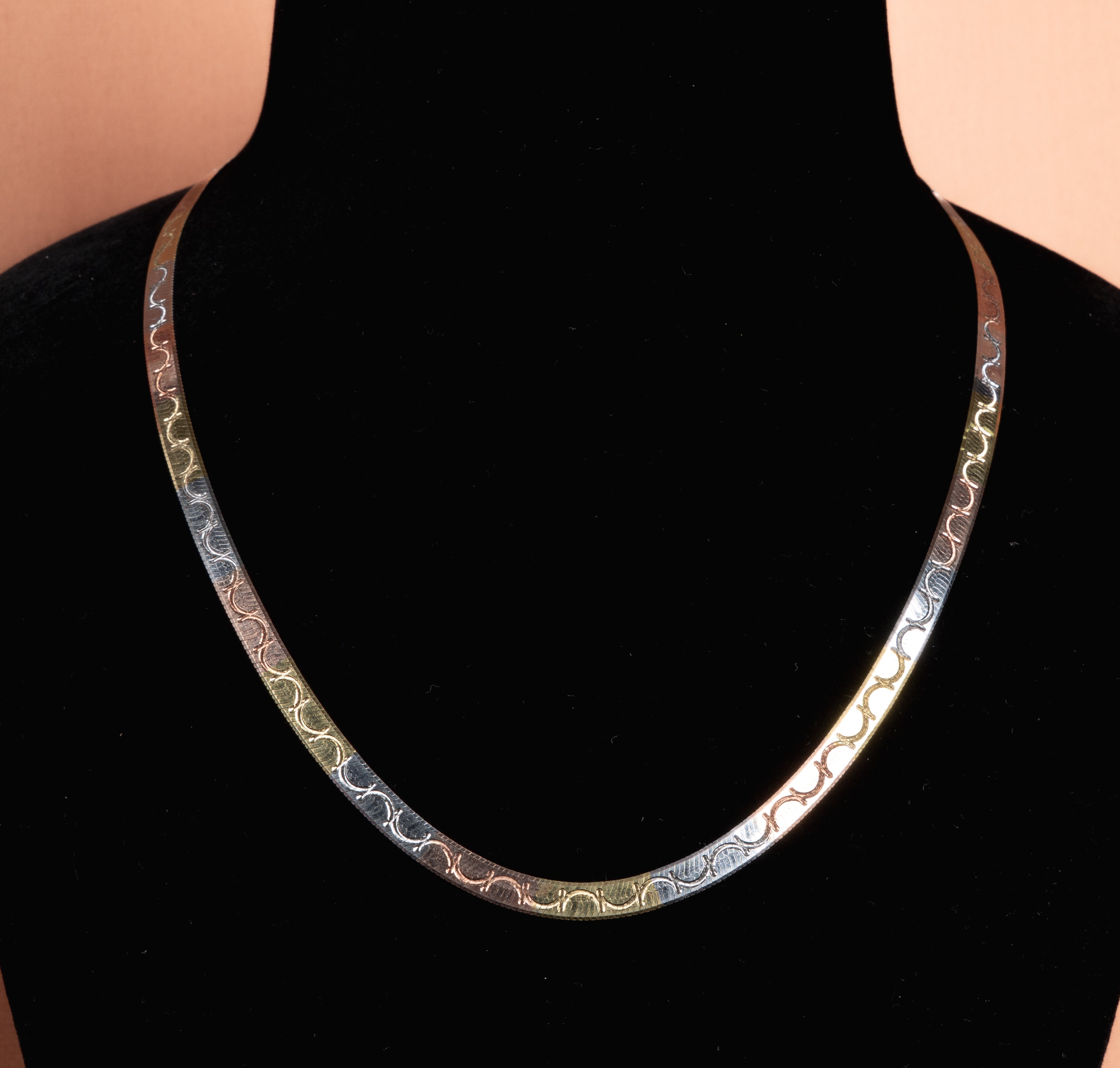 Selvaggia Tri-Tone Herringbone Necklace