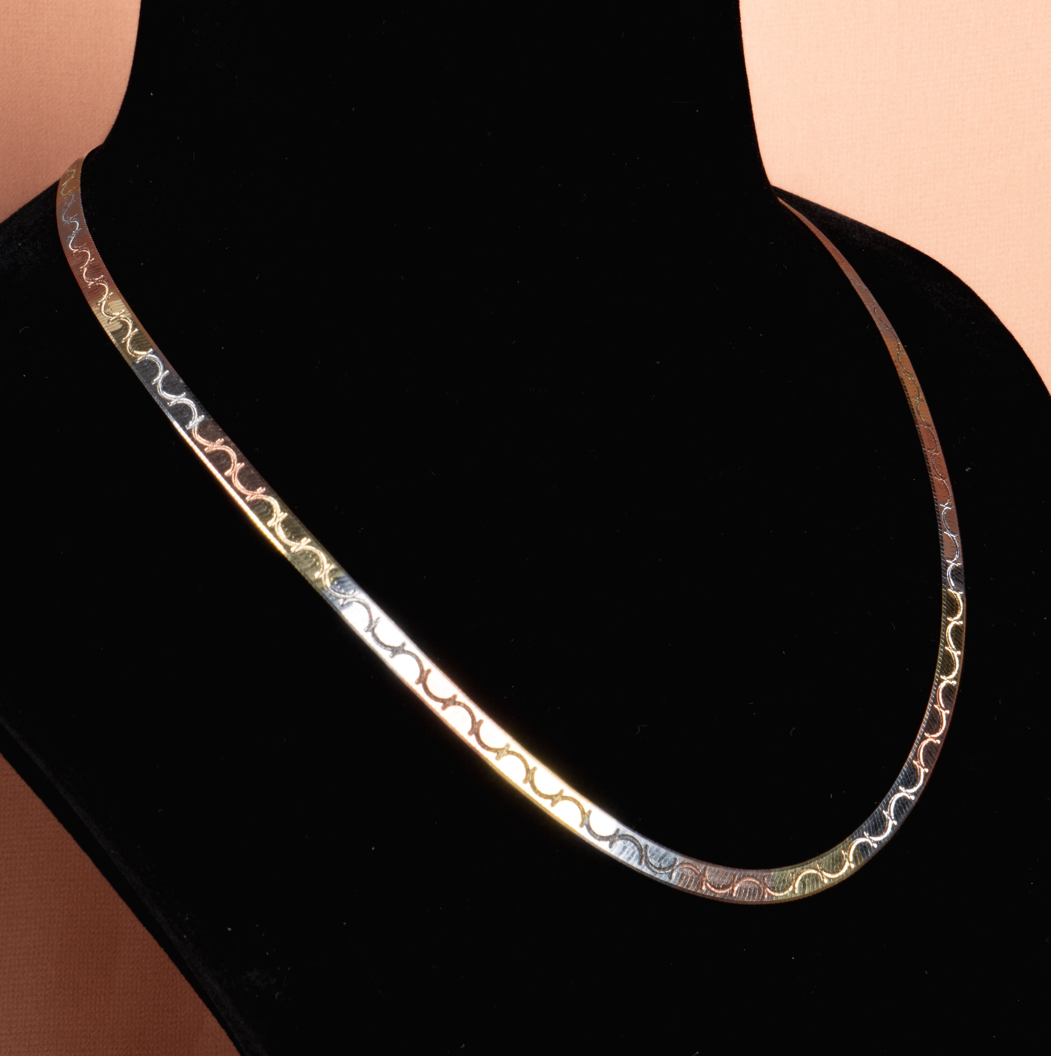 Selvaggia Tri-Tone Herringbone Necklace