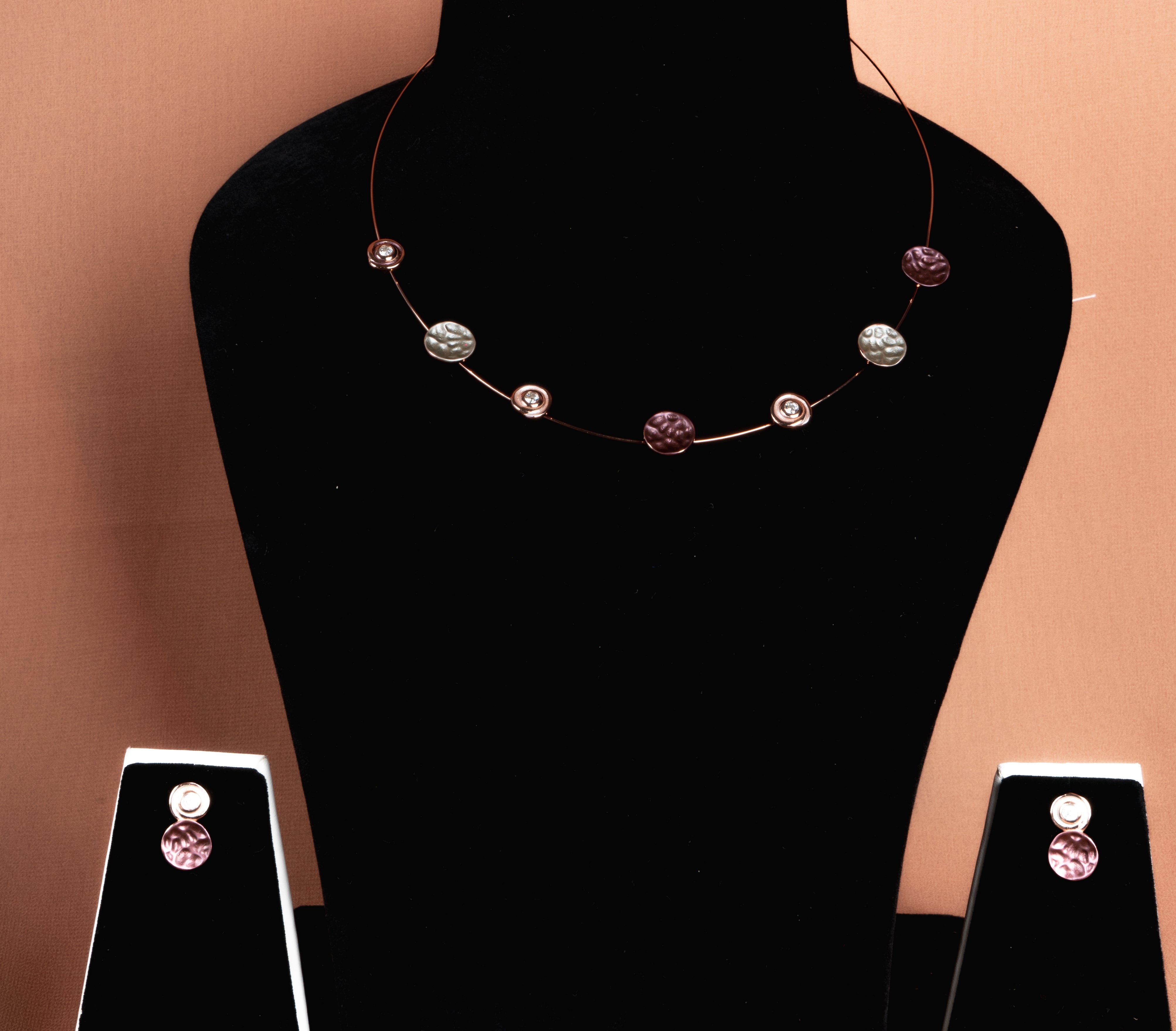 Liora Disc Necklace and Stud Earrings Set
