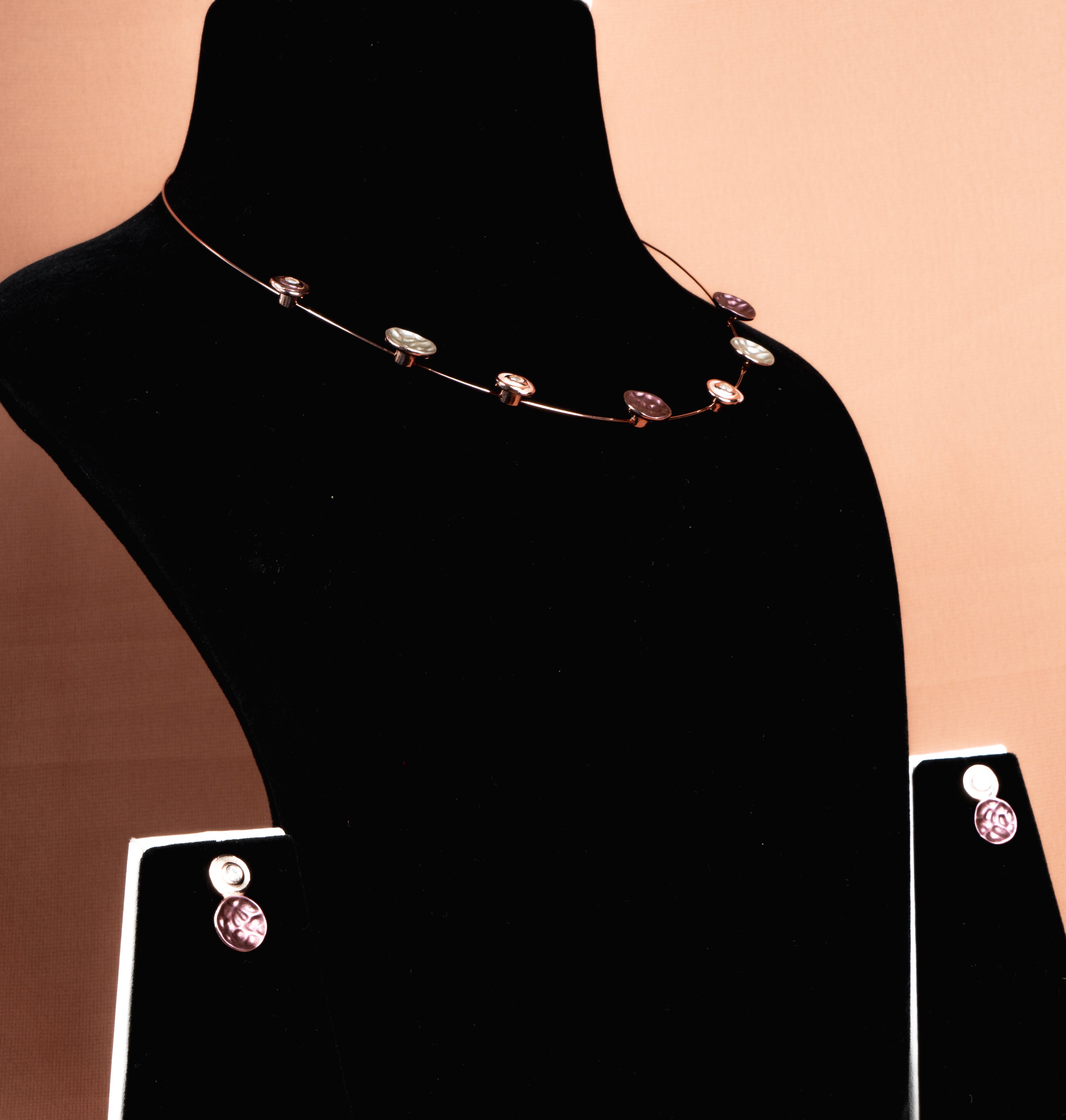 Liora Disc Necklace and Stud Earrings Set