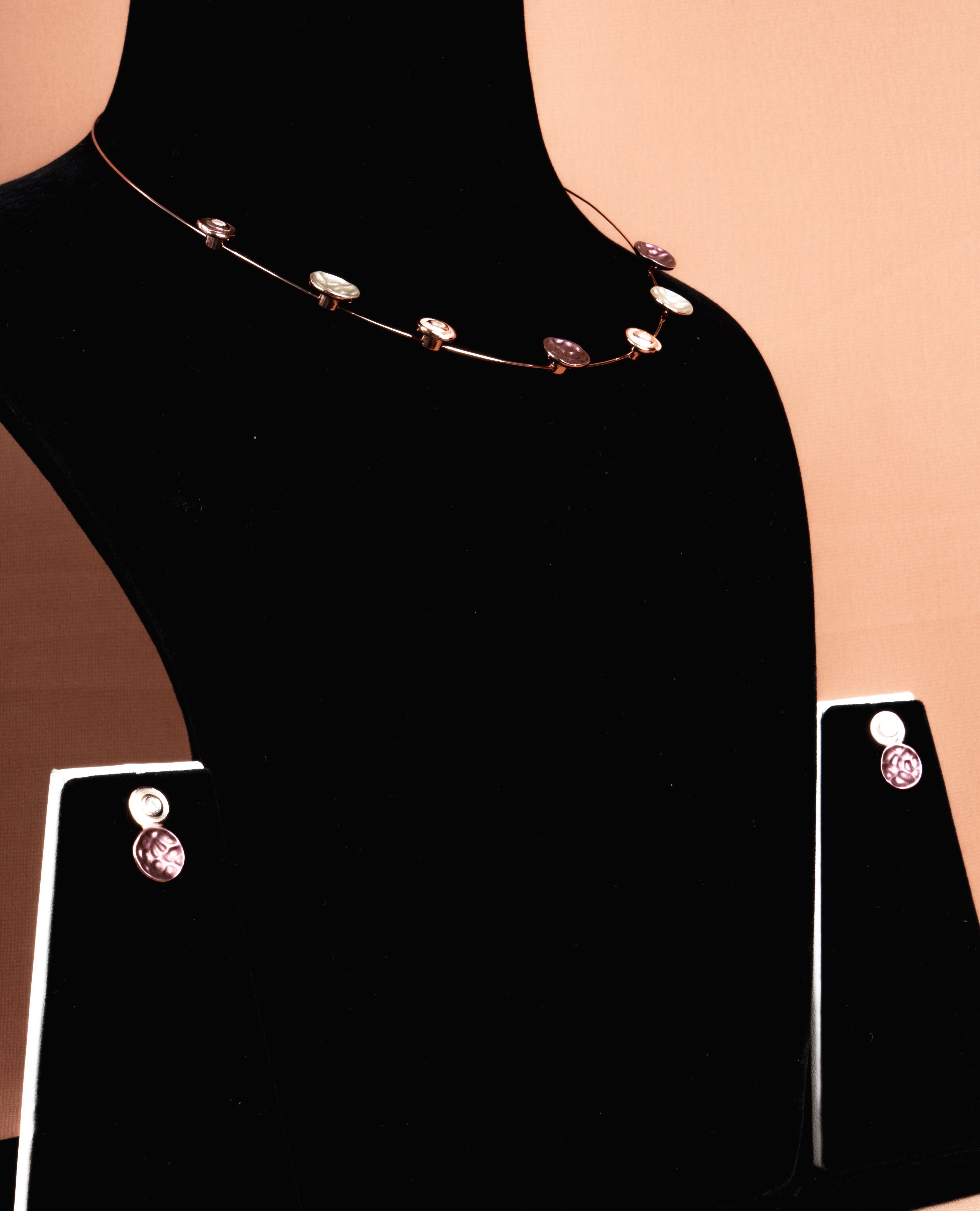 Liora Disc Necklace and Stud Earrings Set
