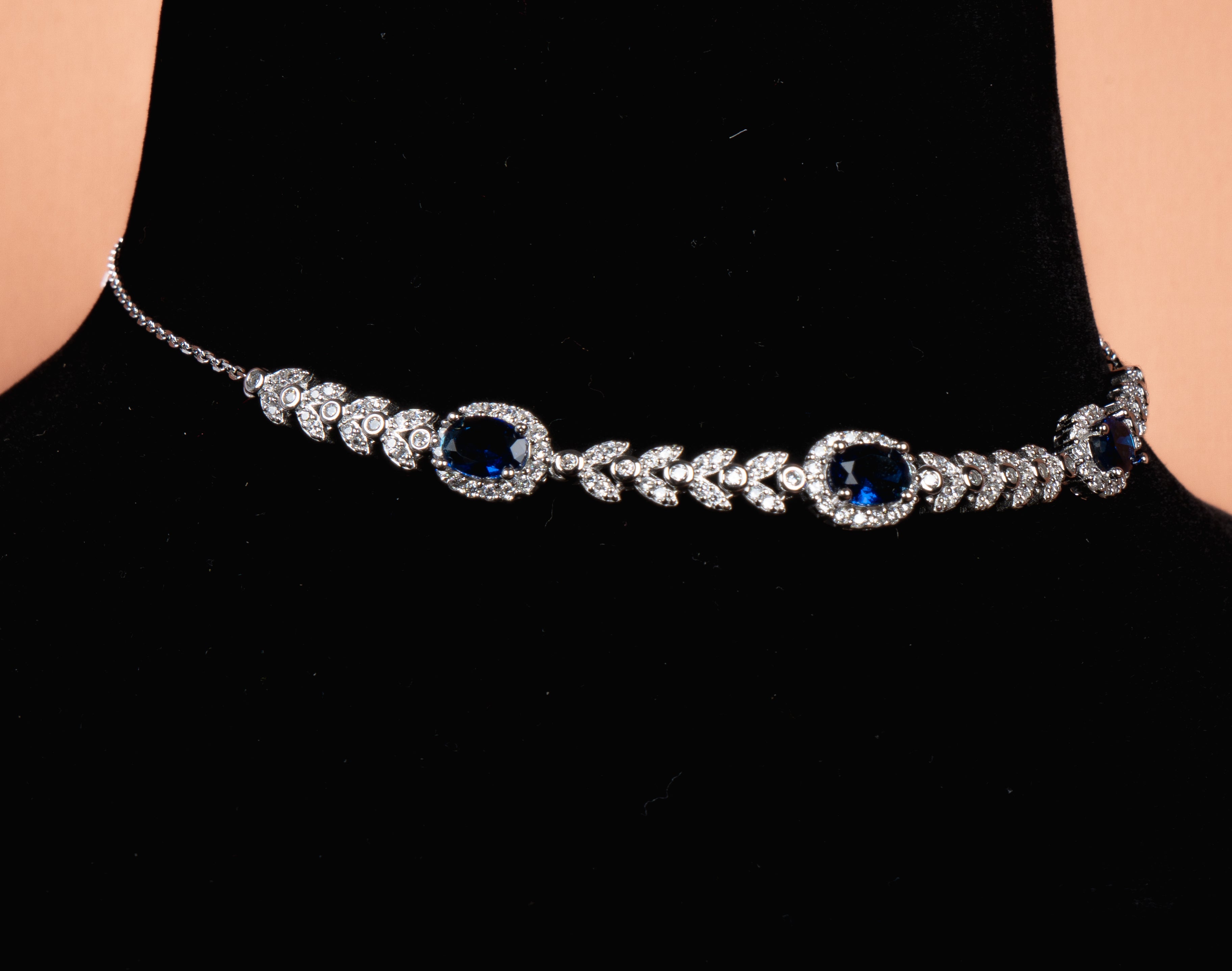 Norvelle Sapphire Choker and Stud Earrings Set