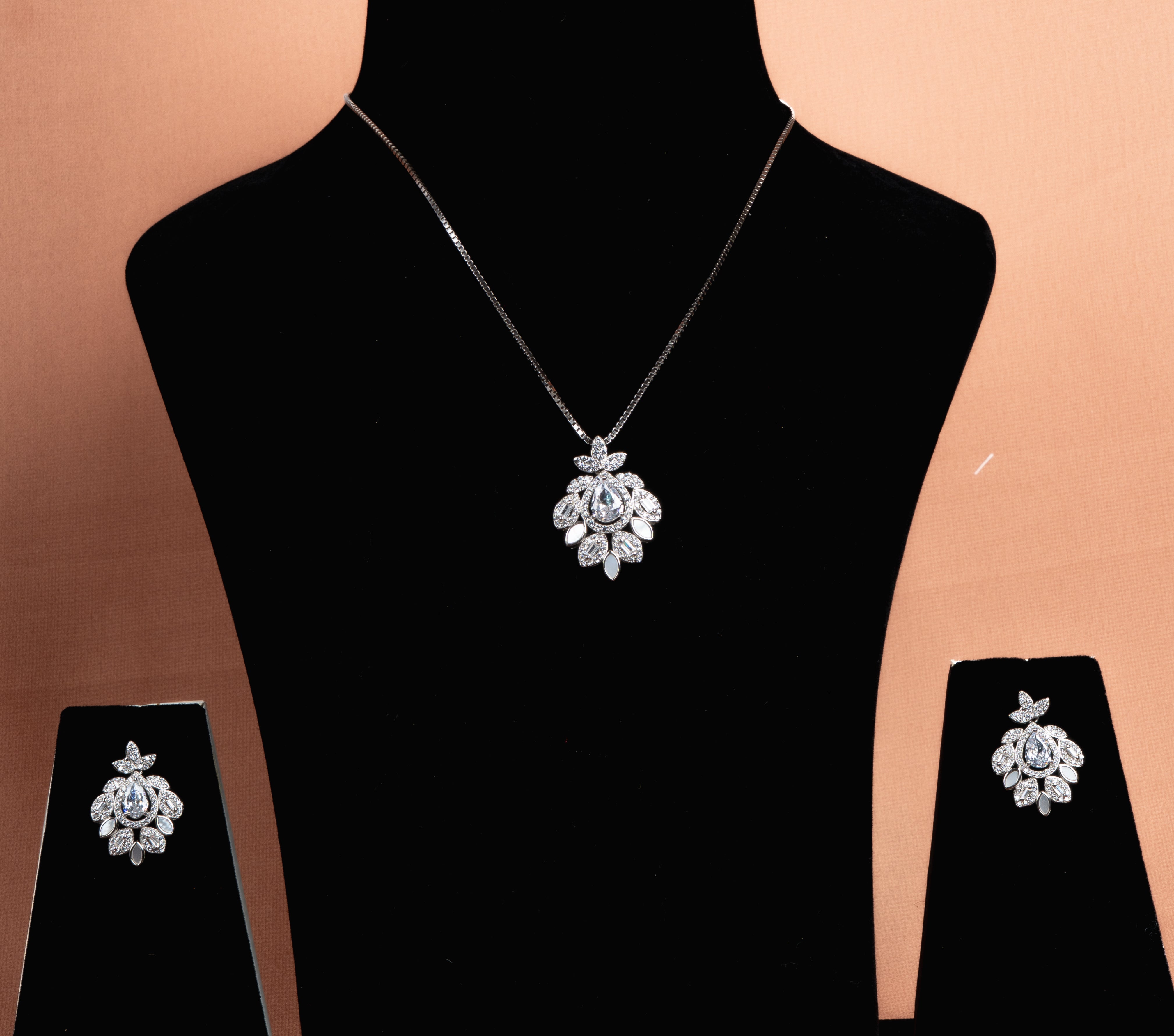 Celestique Floral Necklace and Earrings Set