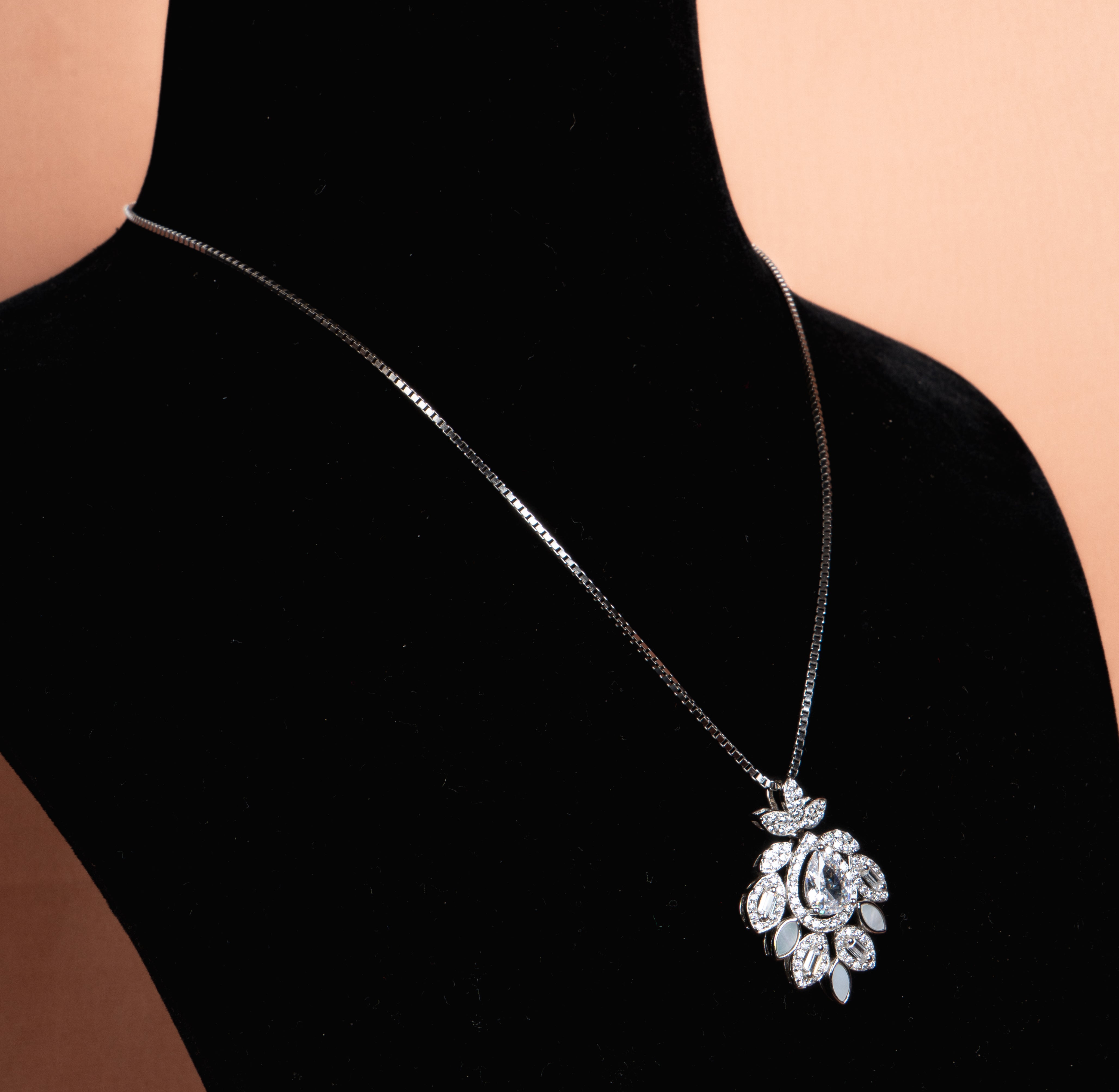 Celestique Floral Necklace and Earrings Set