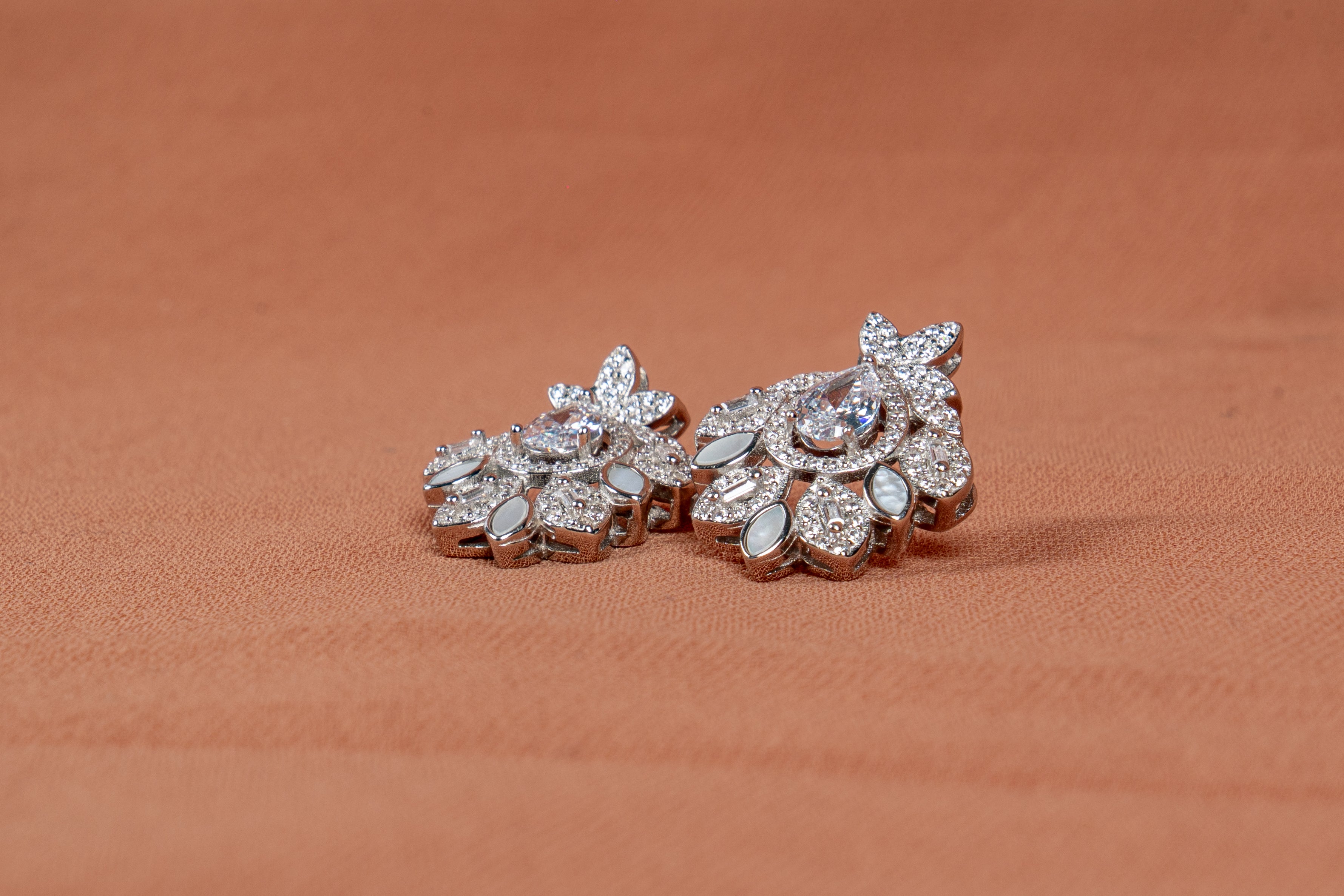 Celestique Floral Necklace and Earrings Set
