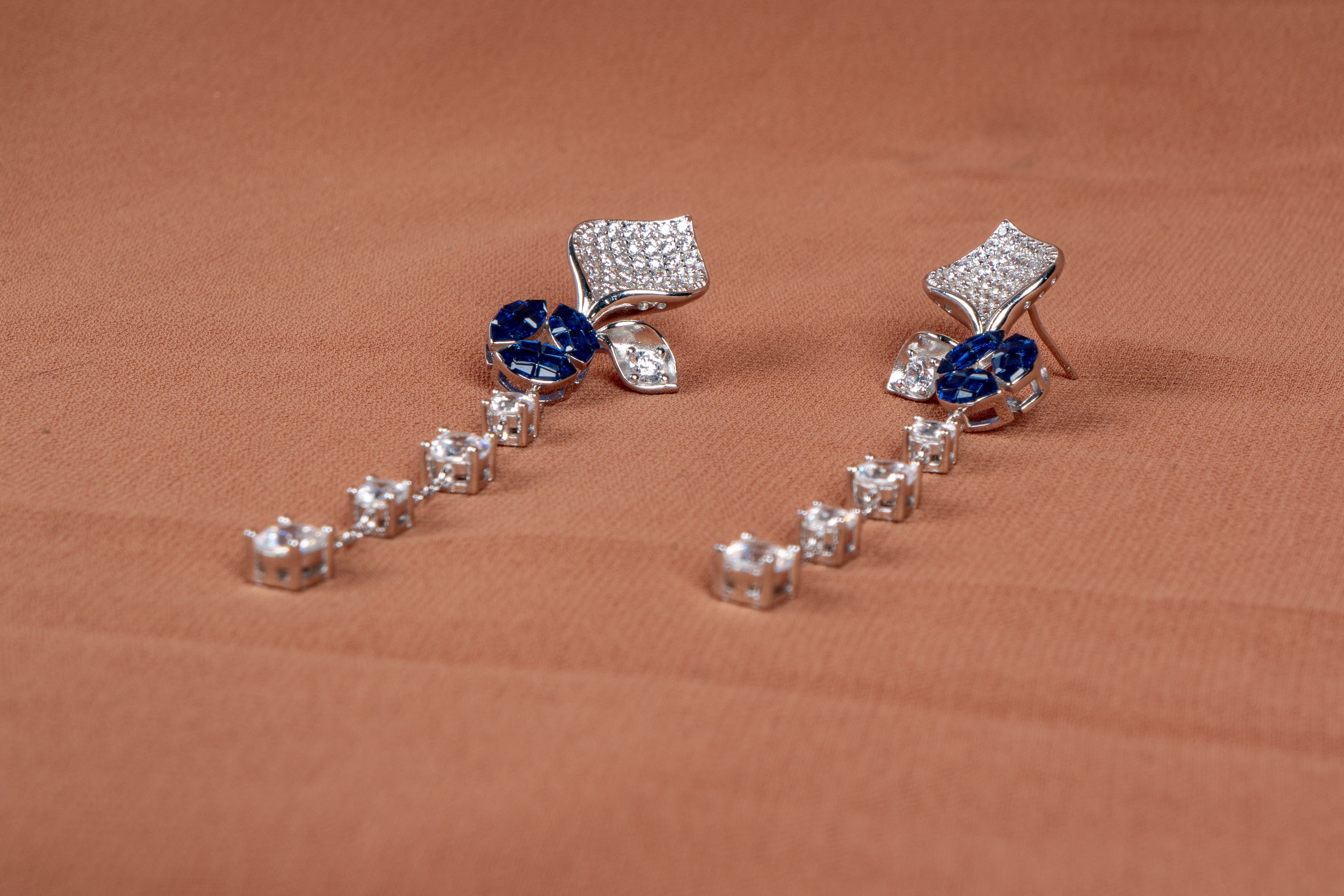 Aurellia Sapphire Cascade Necklace and Earrings Set