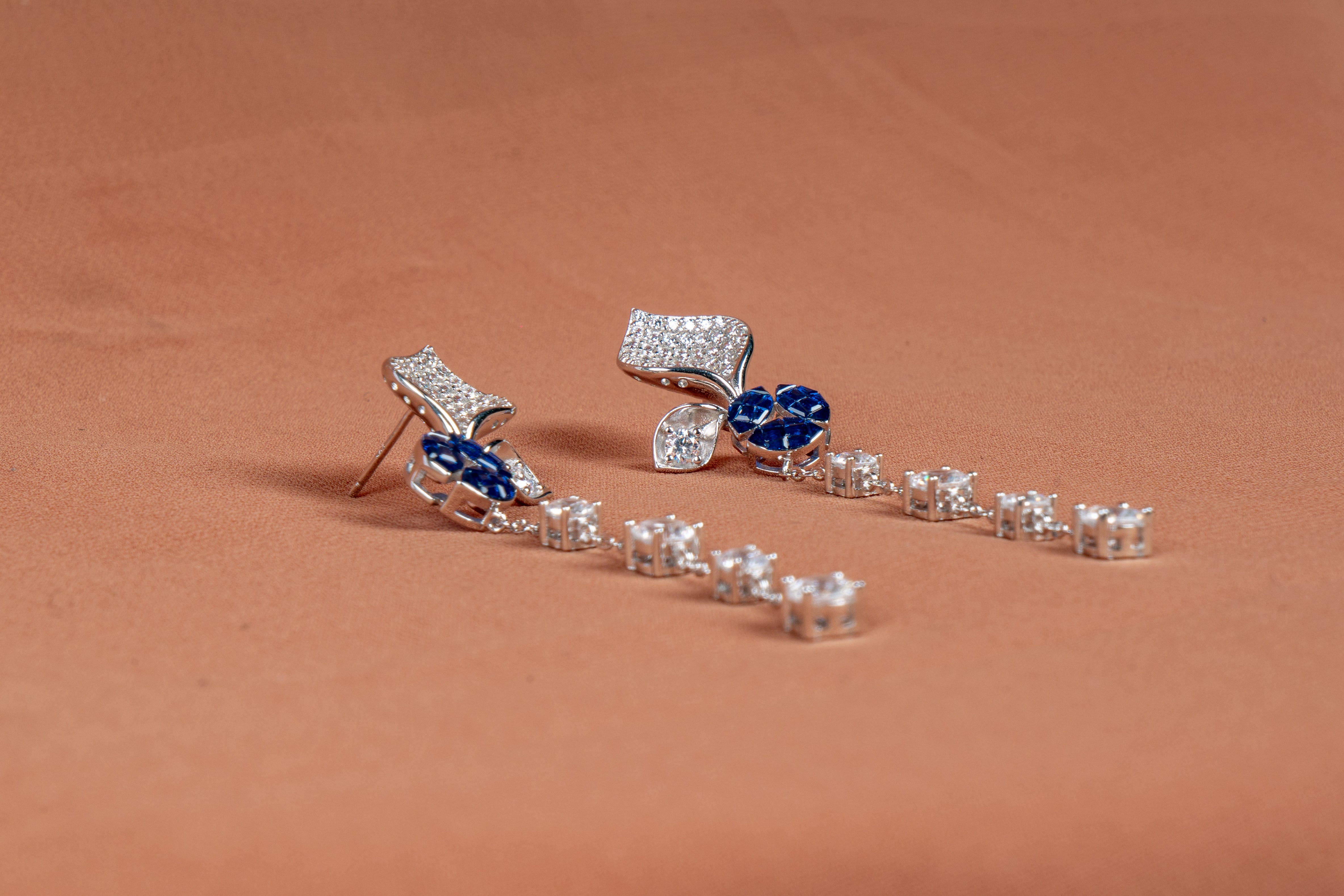 Aurellia Sapphire Cascade Necklace and Earrings Set