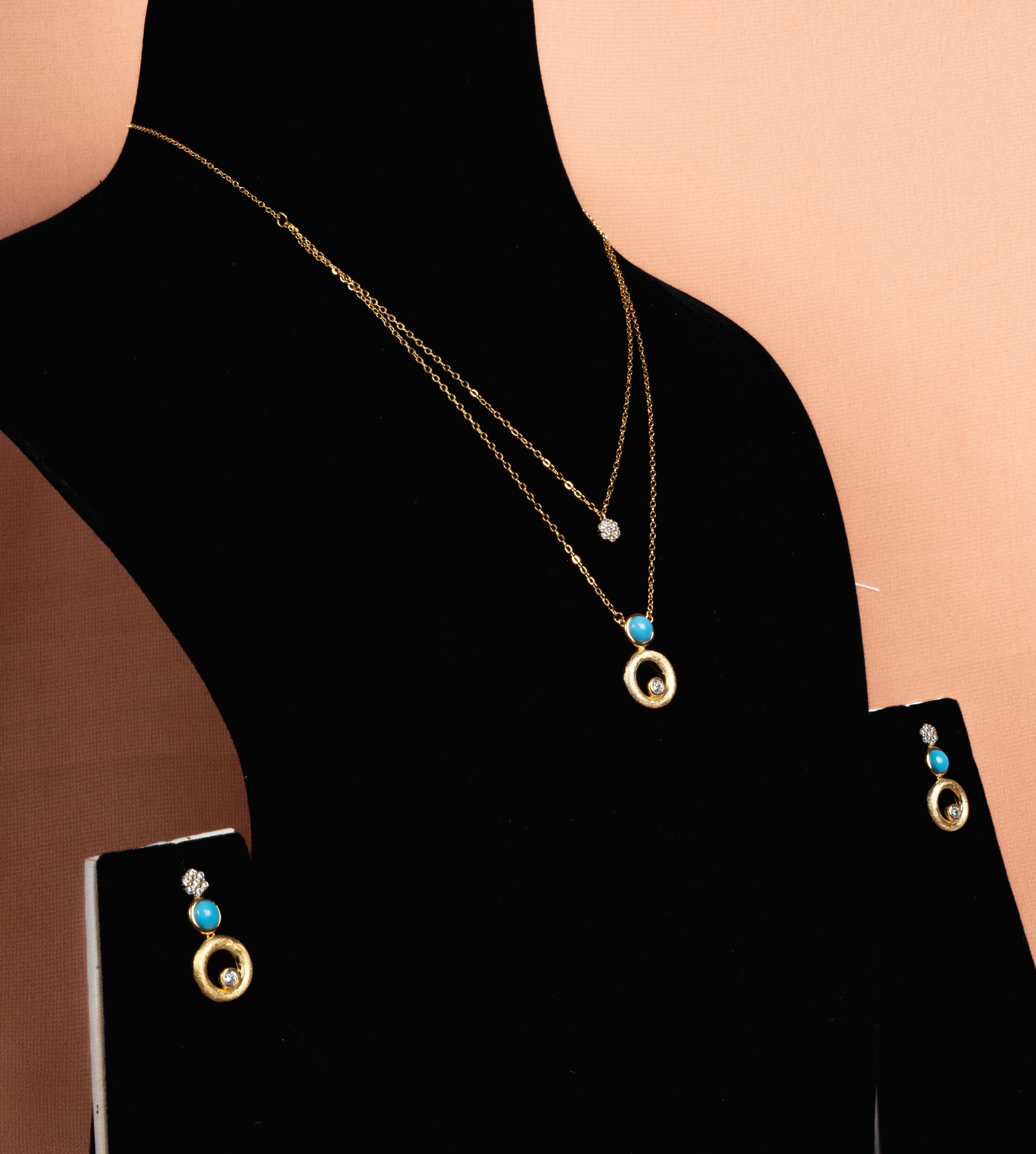 Orlisse Layered Necklace and Drop Earrings Set