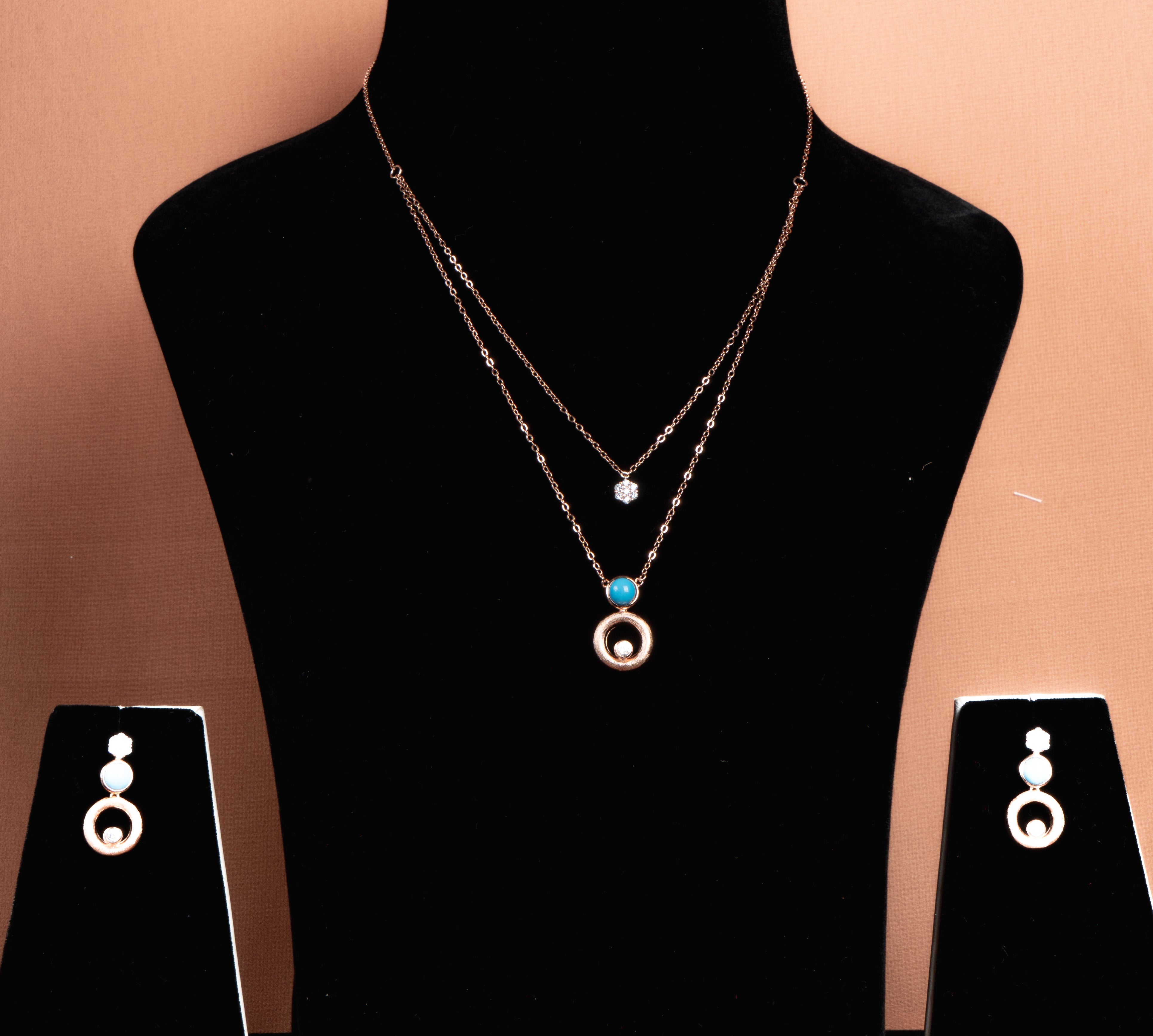 Caelira Layered Necklace and Drop Earrings Set