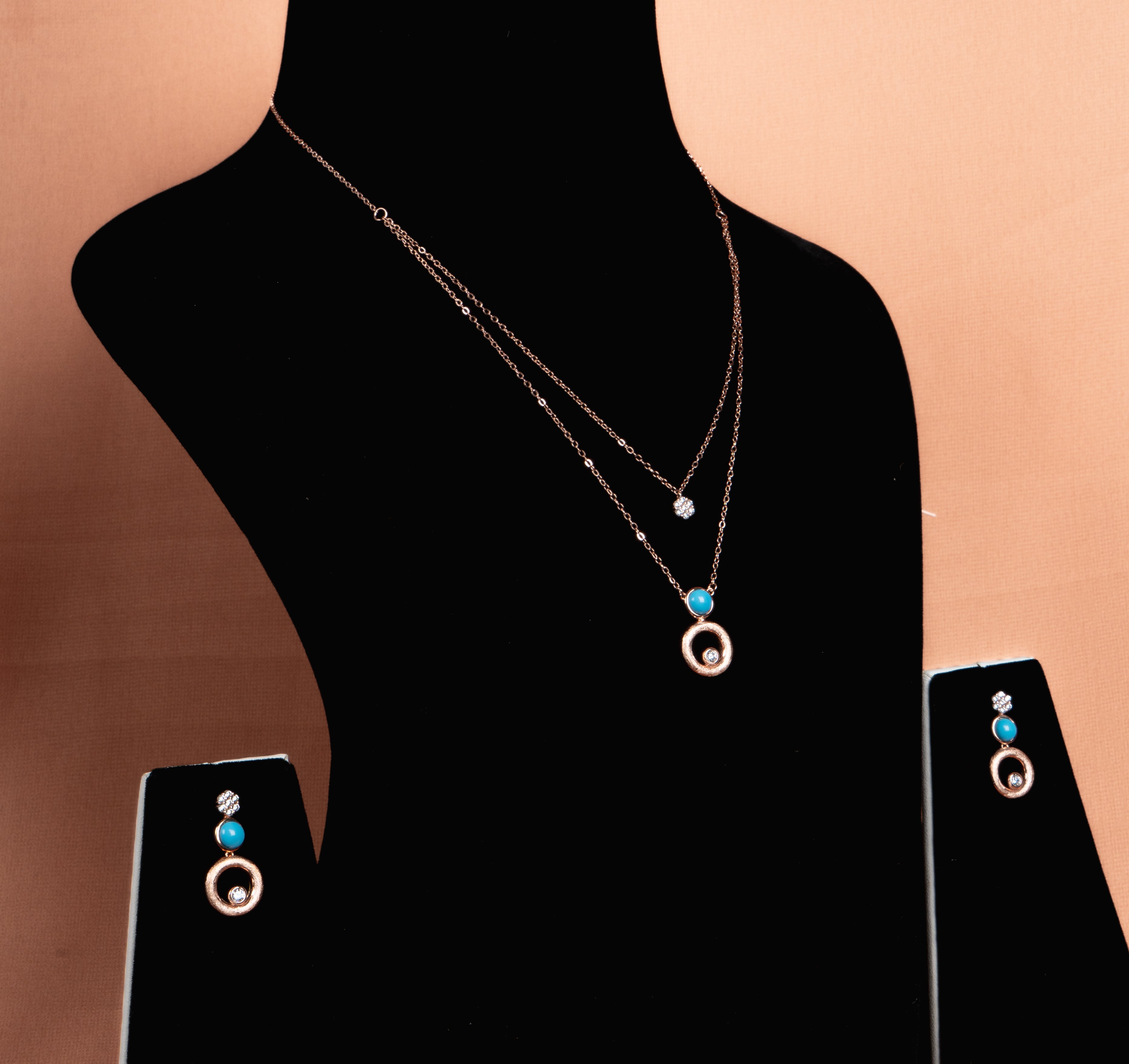 Caelira Layered Necklace and Drop Earrings Set